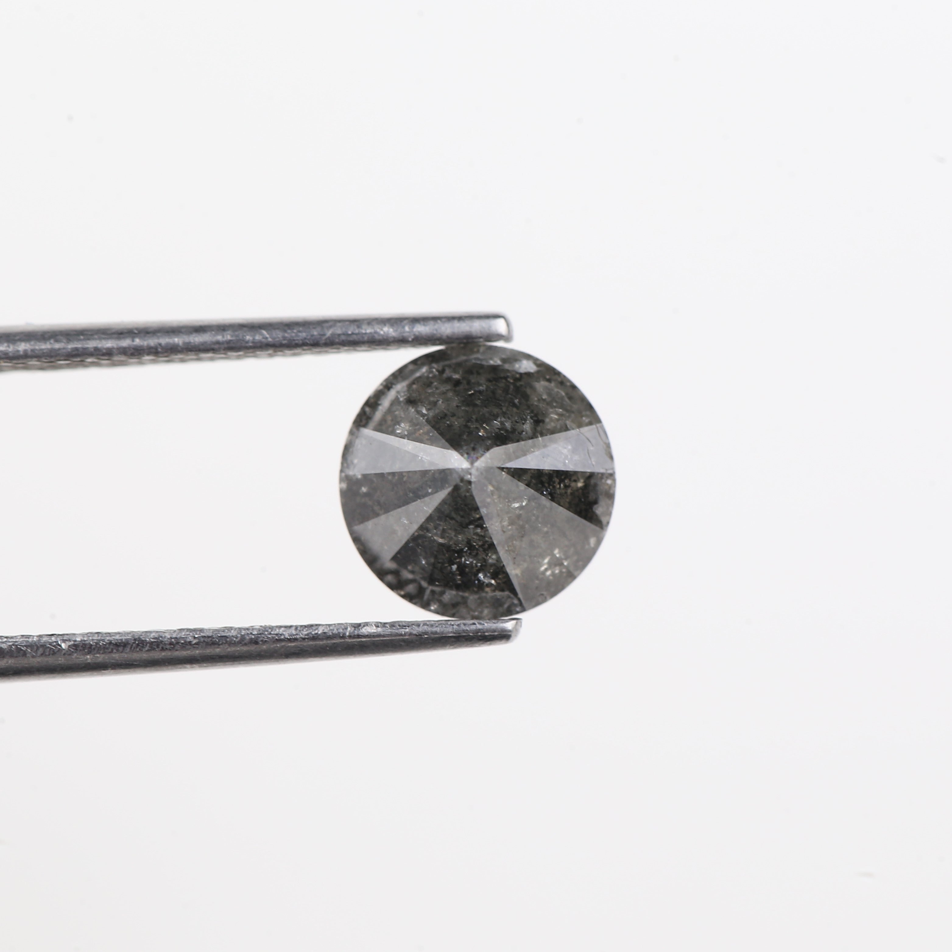 2.20 Carat Natural Salt And Pepper Diamond Black Round Diamond 7.70 MM