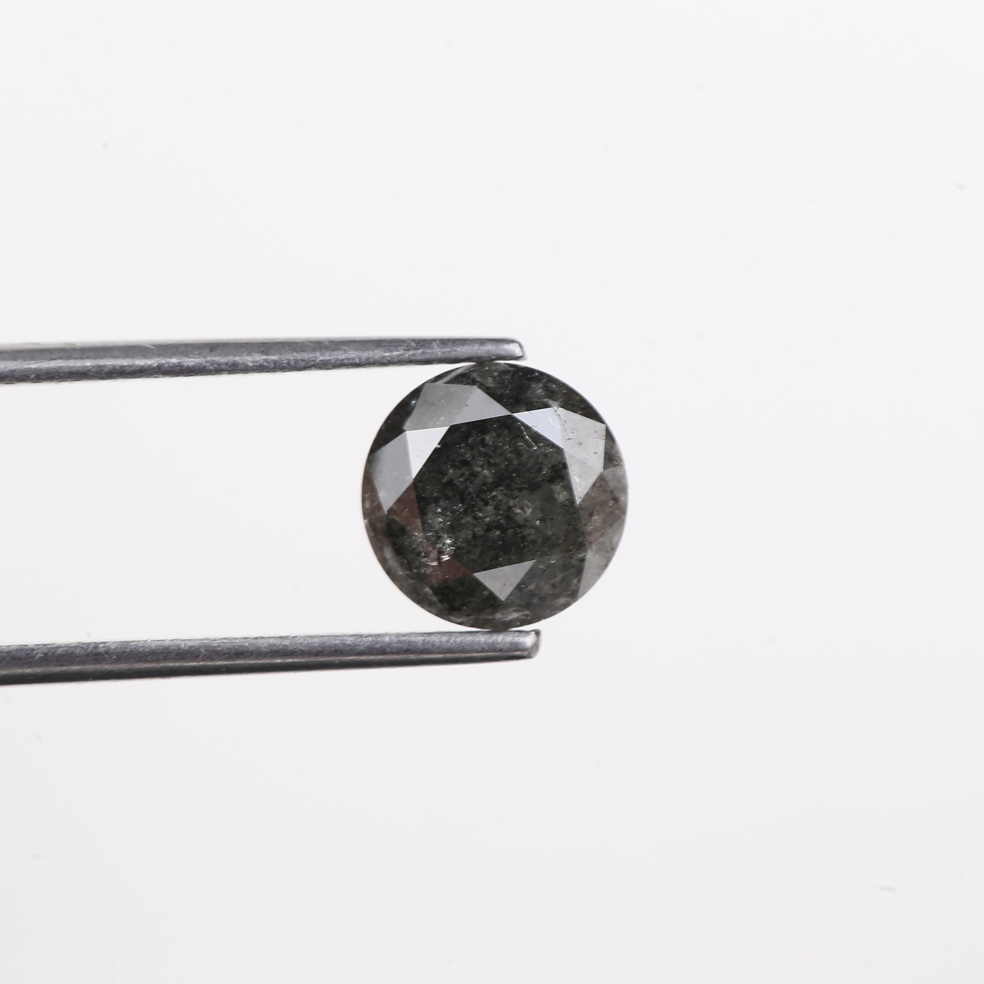 2.20 Carat Natural Salt And Pepper Diamond Black Round Diamond 7.70 MM