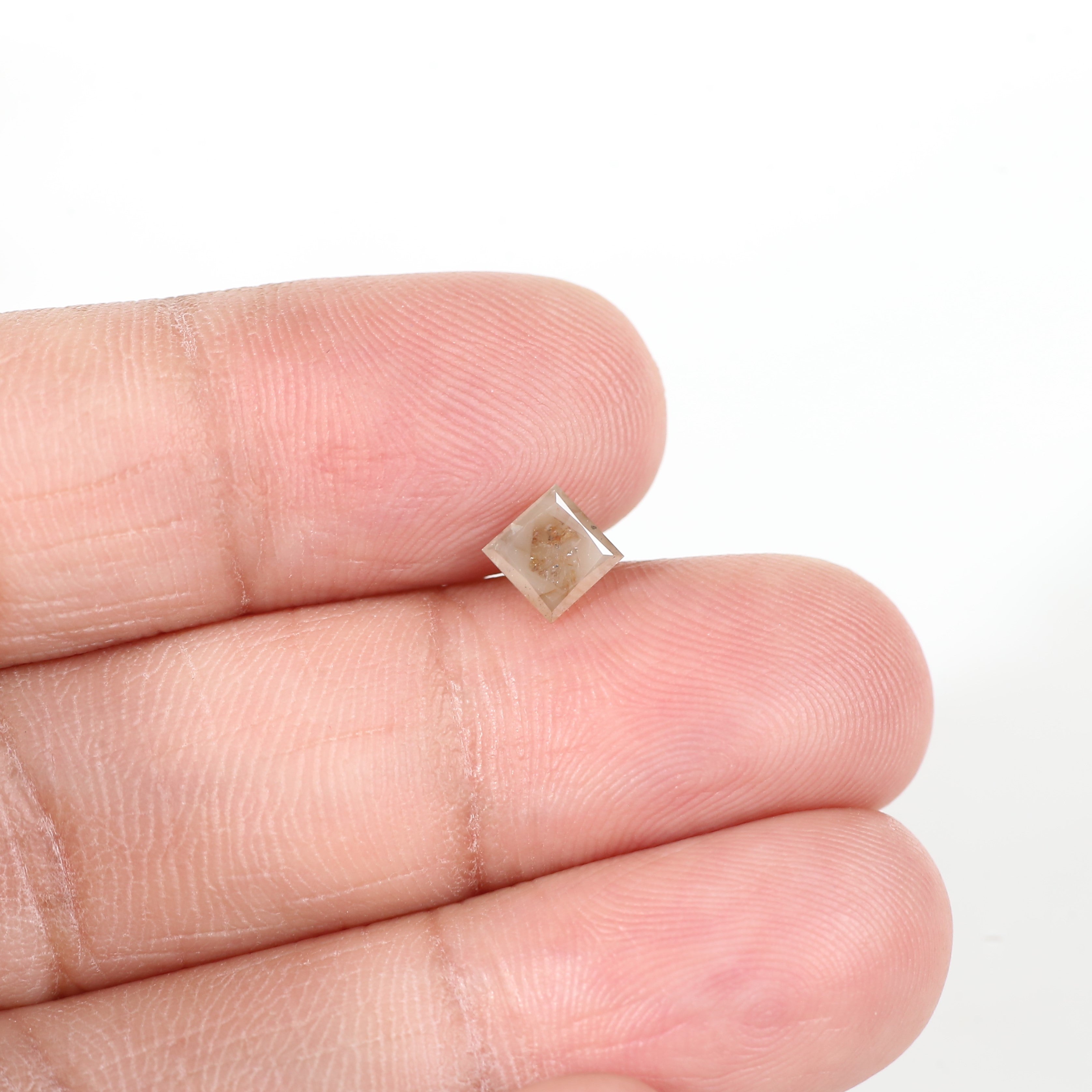0.67 Ct Princess Cut Natural Salt and Pepper Diamond 4.8 MM