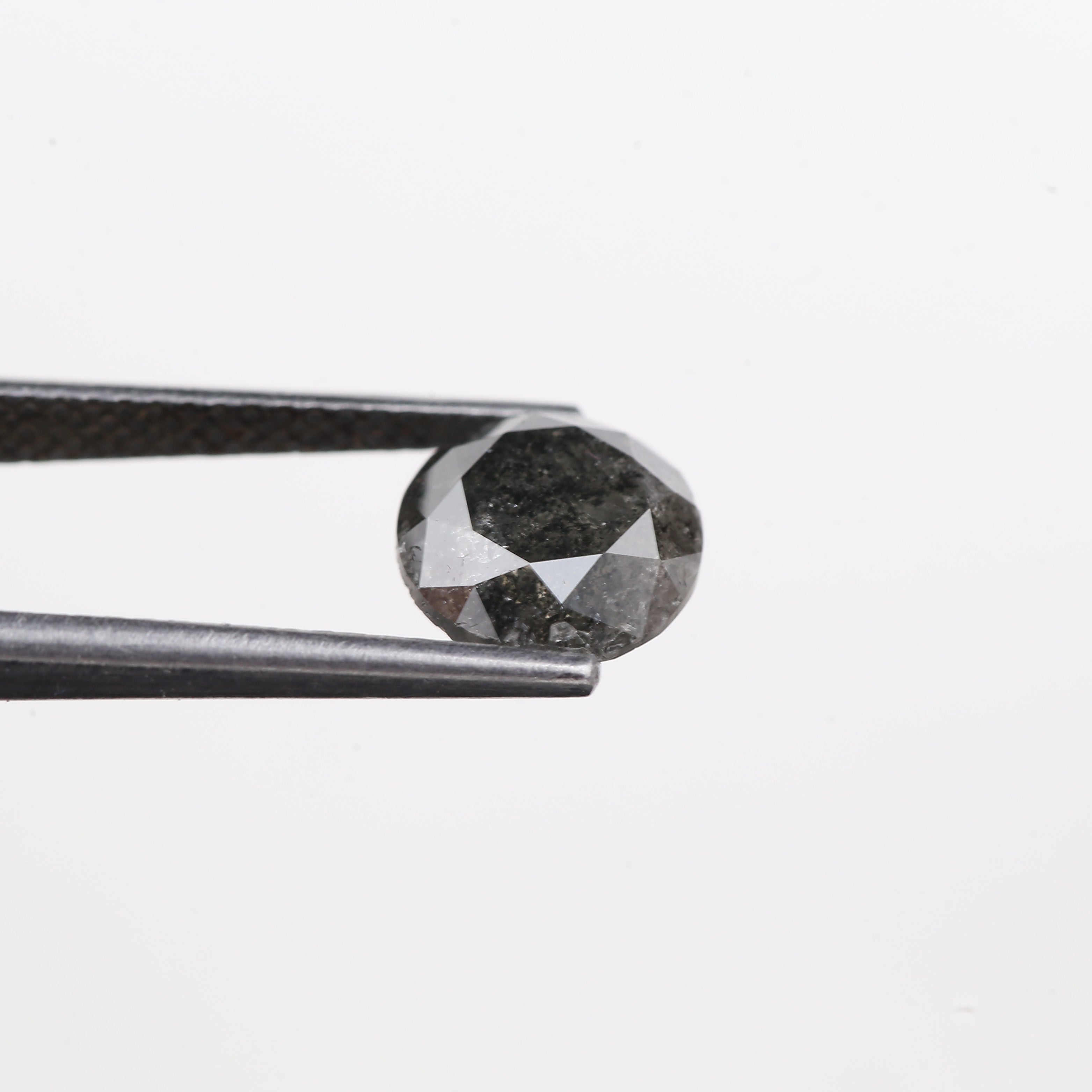 2.20 Carat Natural Salt And Pepper Diamond Black Round Diamond 7.70 MM