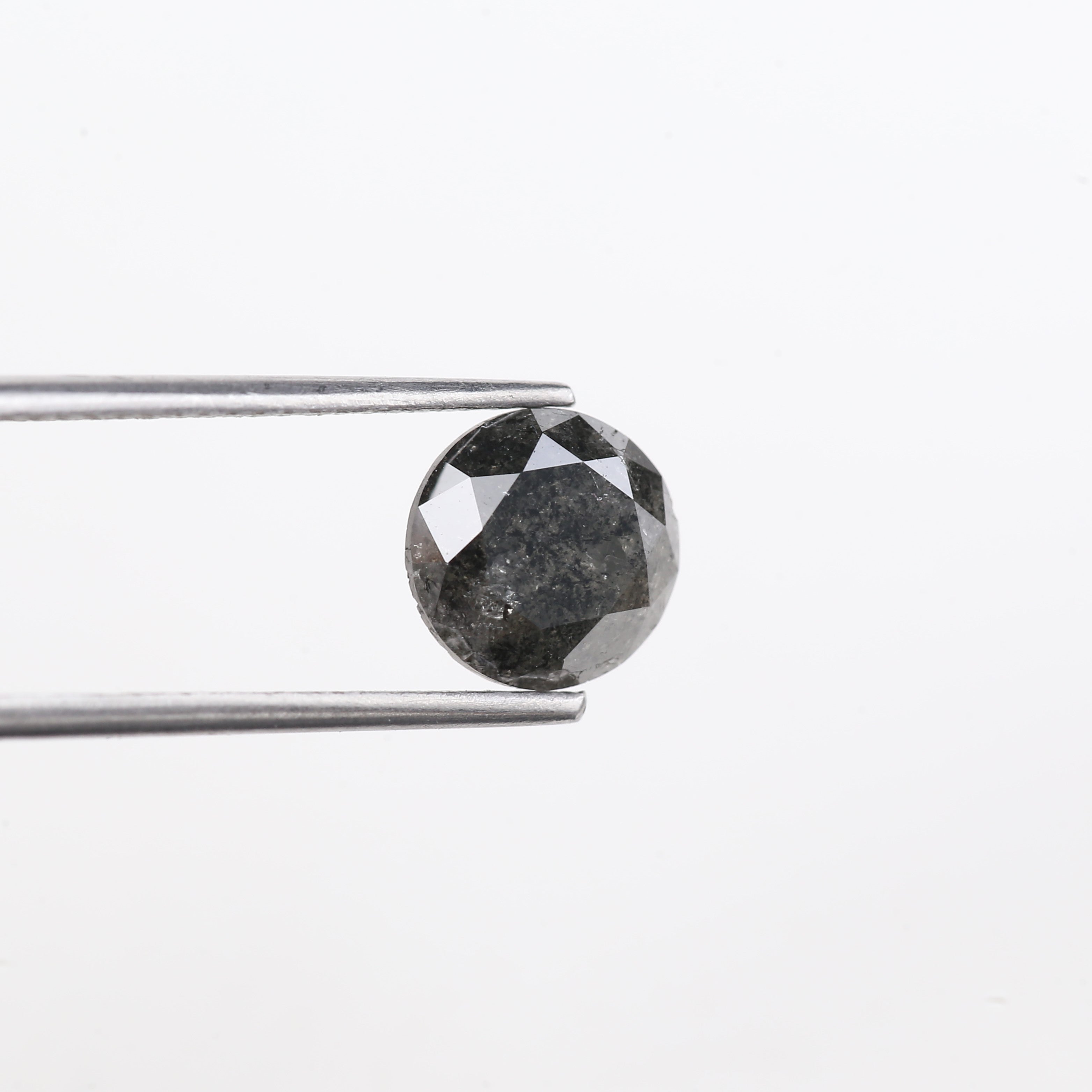2.20 Carat Natural Salt And Pepper Diamond Black Round Diamond 7.70 MM