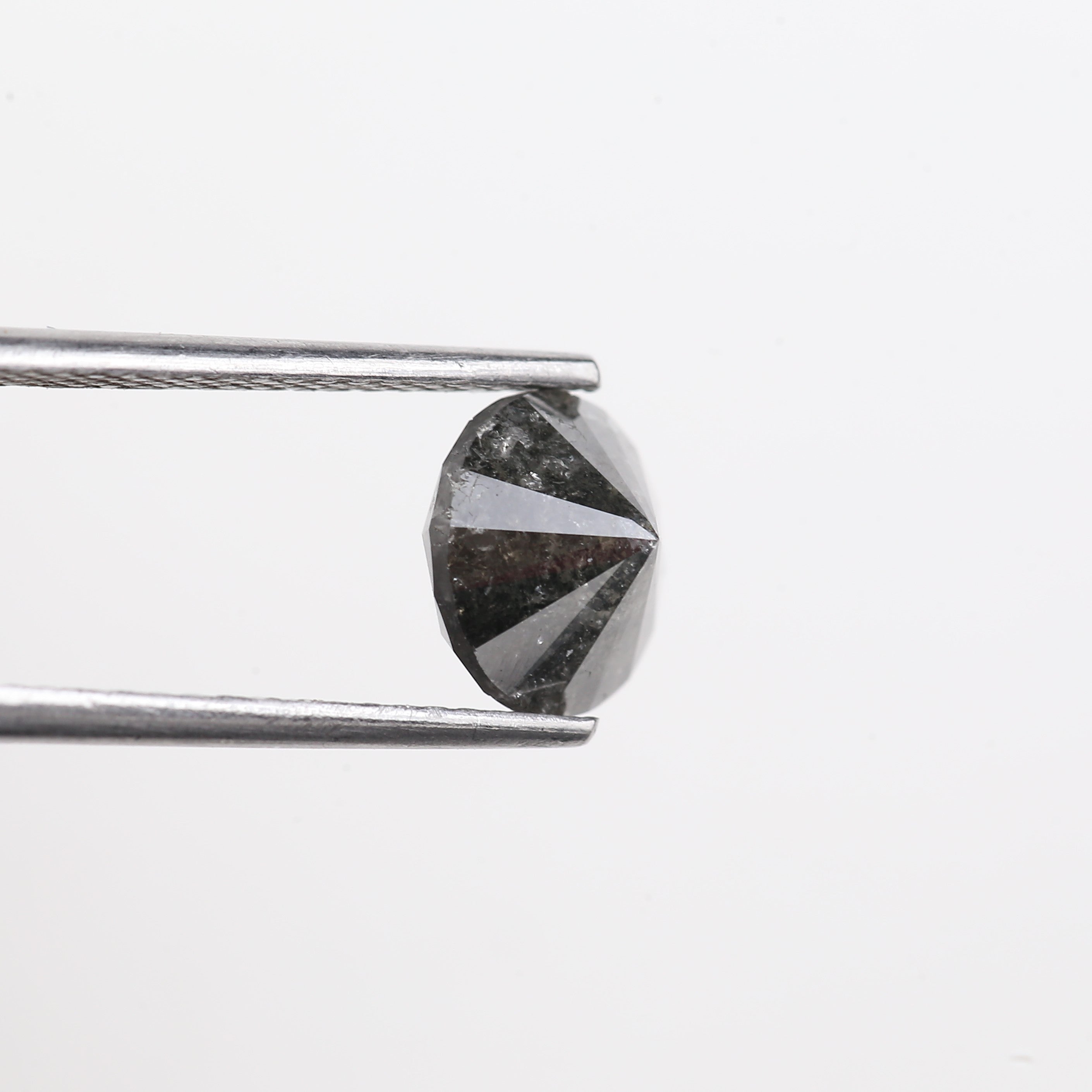 2.20 Carat Natural Salt And Pepper Diamond Black Round Diamond 7.70 MM