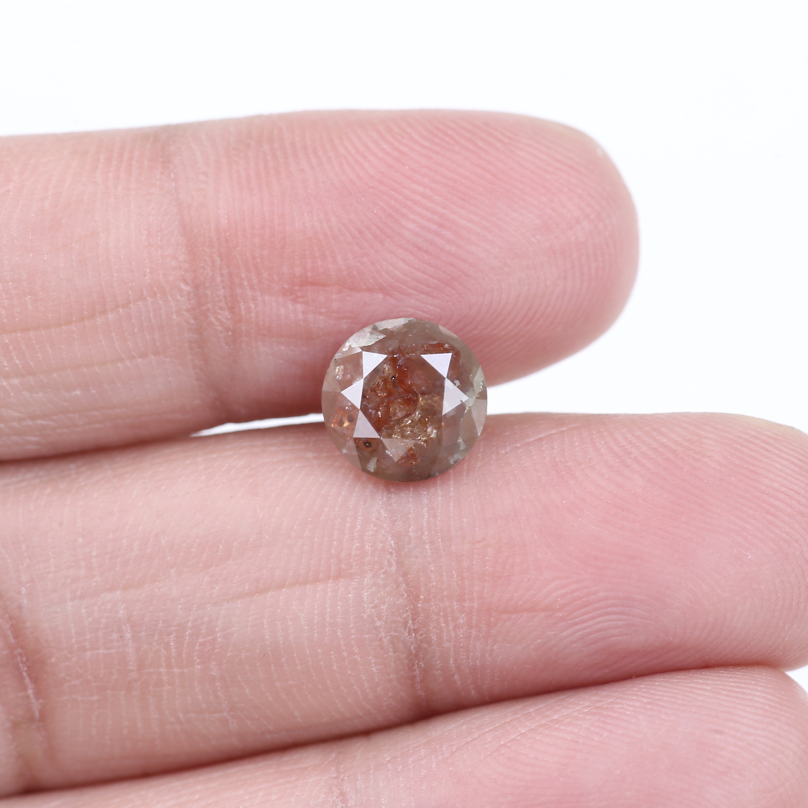 2.54 Carat Natural Salt And Pepper Diamond Orange Round Cut Diamond 8.20 MM