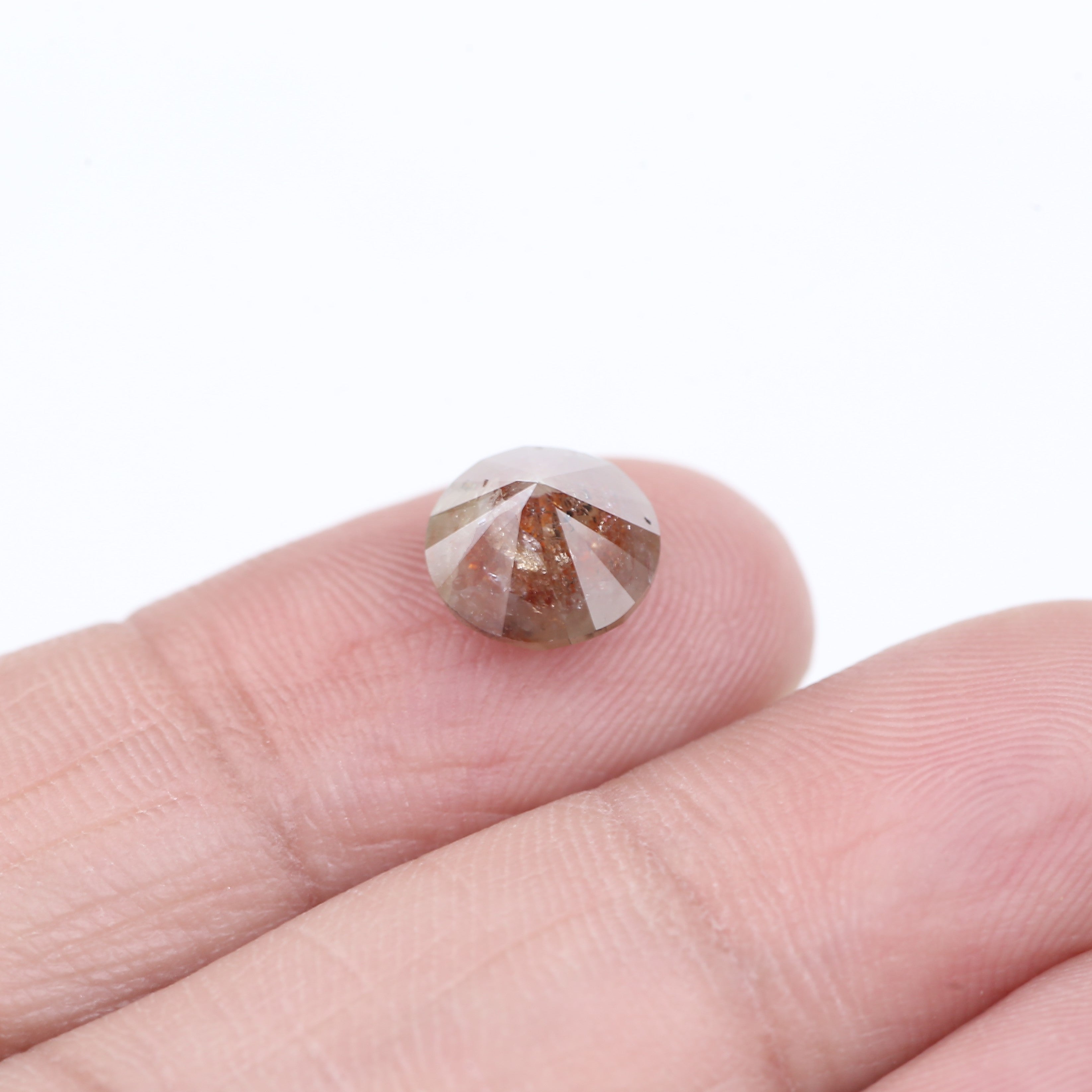 2.54 Carat Natural Salt And Pepper Diamond Orange Round Cut Diamond 8.20 MM