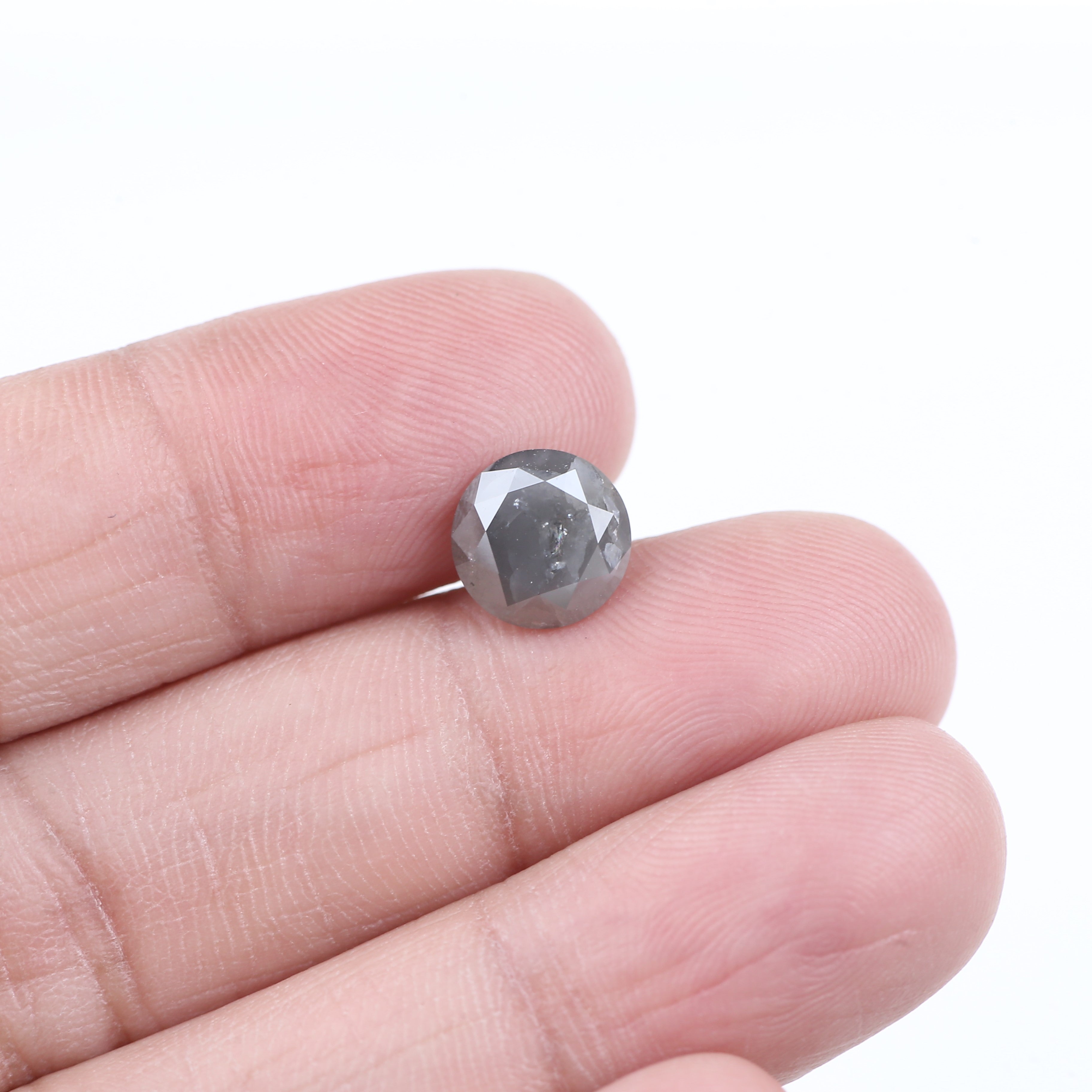 2.57 Carat Natural Salt And Pepper Diamond Gray Round Diamond 8.30 MM