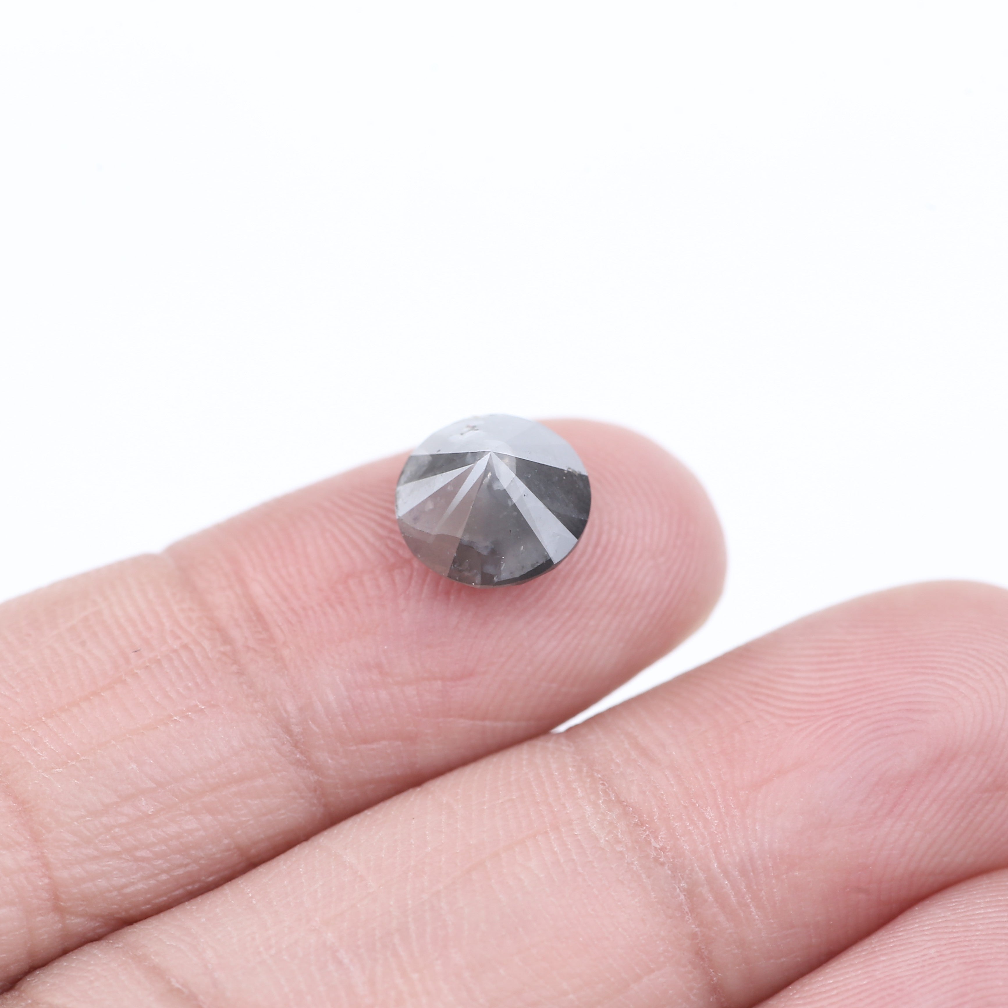 2.57 Carat Natural Salt And Pepper Diamond Gray Round Diamond 8.30 MM