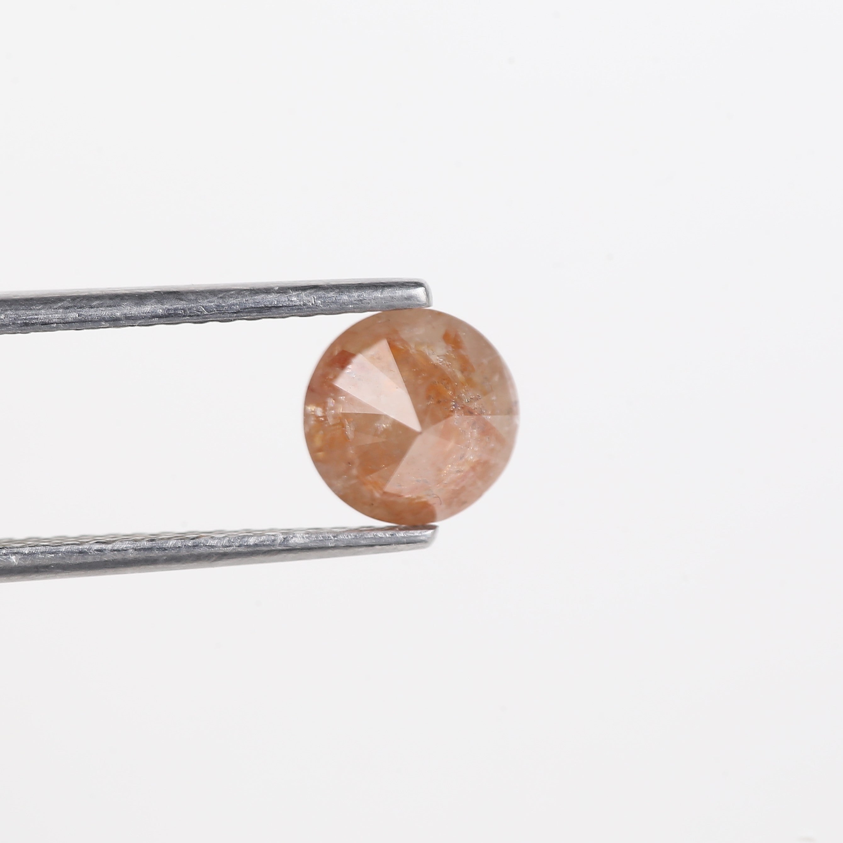 1.55 Carat Natural Salt And Pepper Orange Round Cut Diamond 6.56 MM