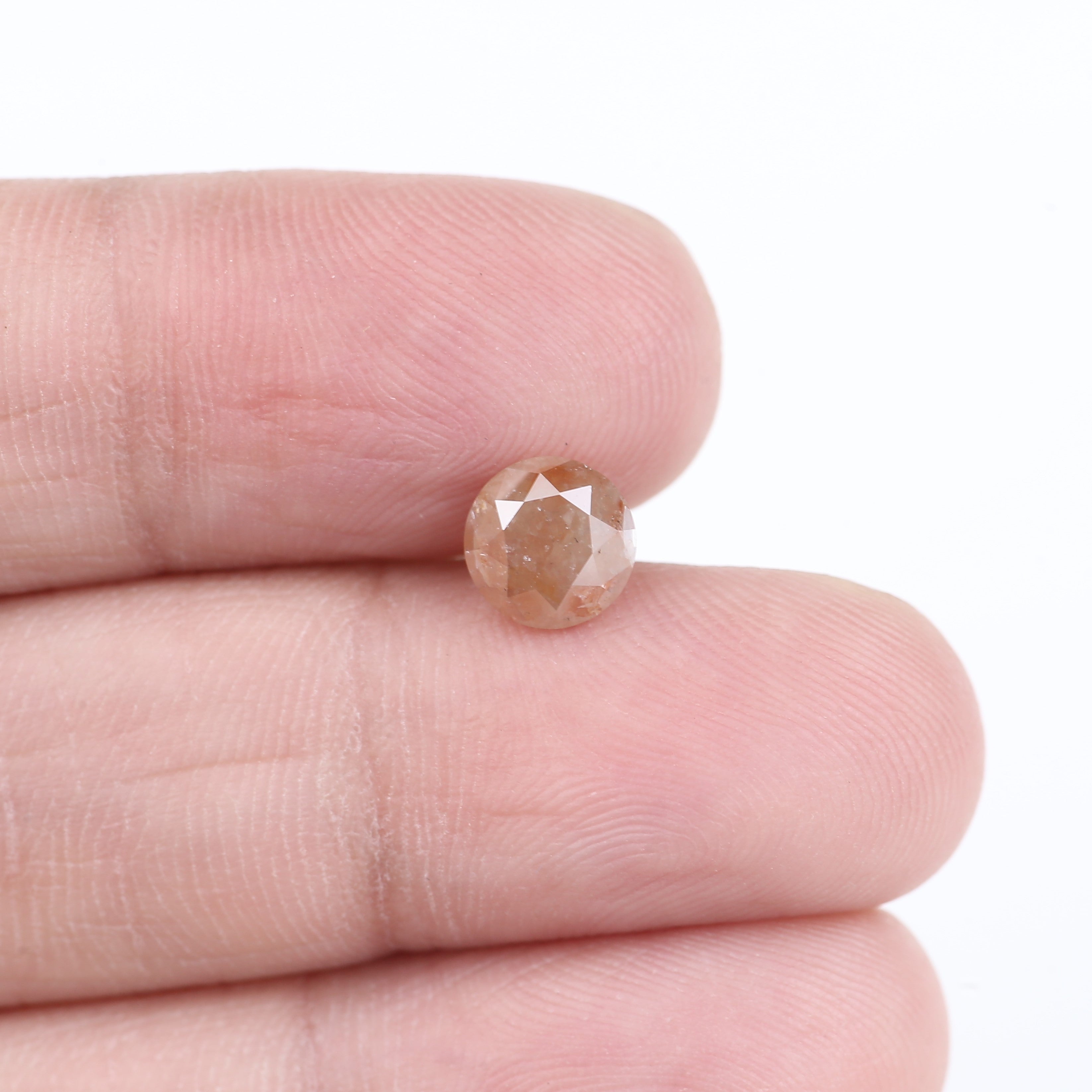 1.55 Carat Natural Salt And Pepper Orange Round Cut Diamond 6.56 MM