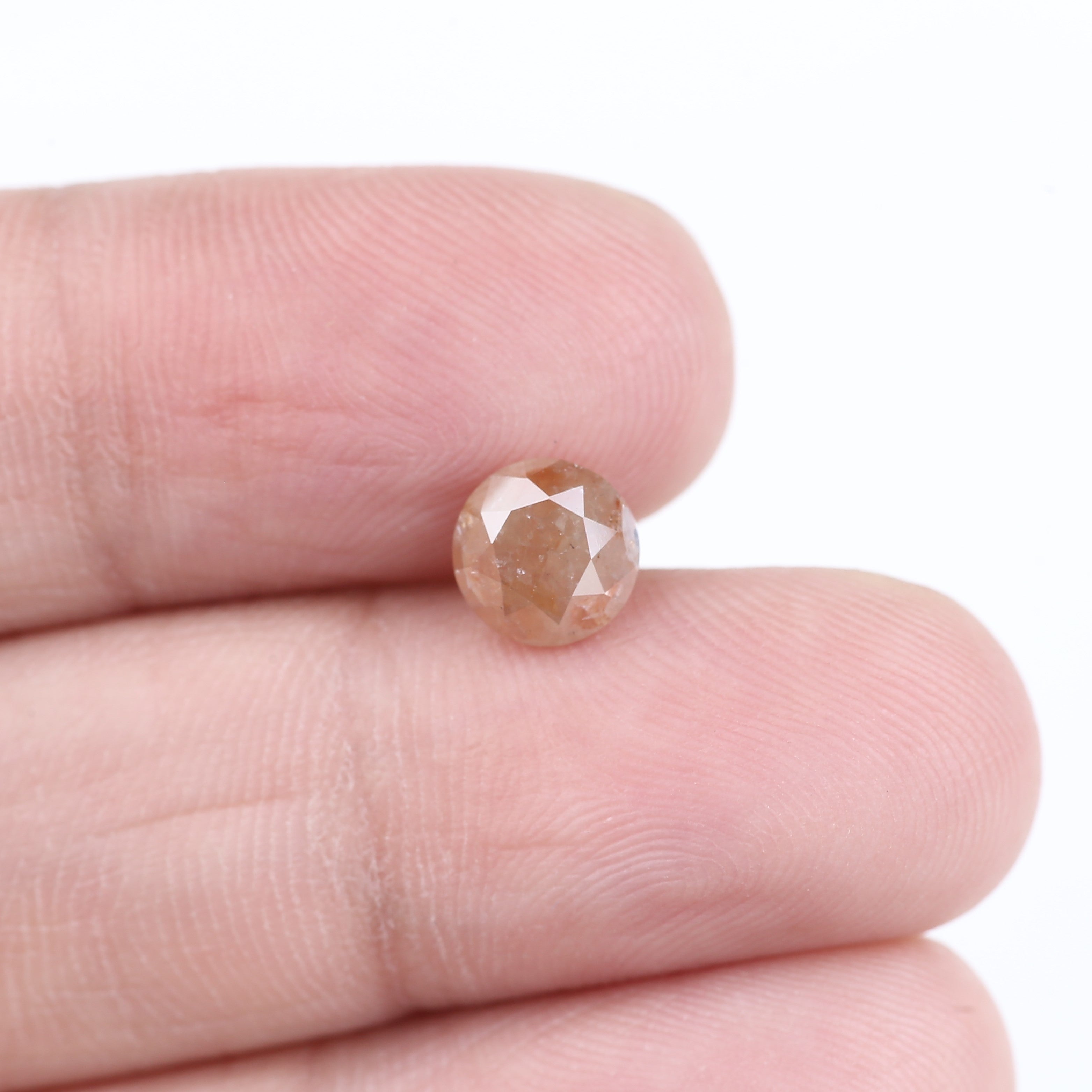 1.55 Carat Natural Salt And Pepper Orange Round Cut Diamond 6.56 MM