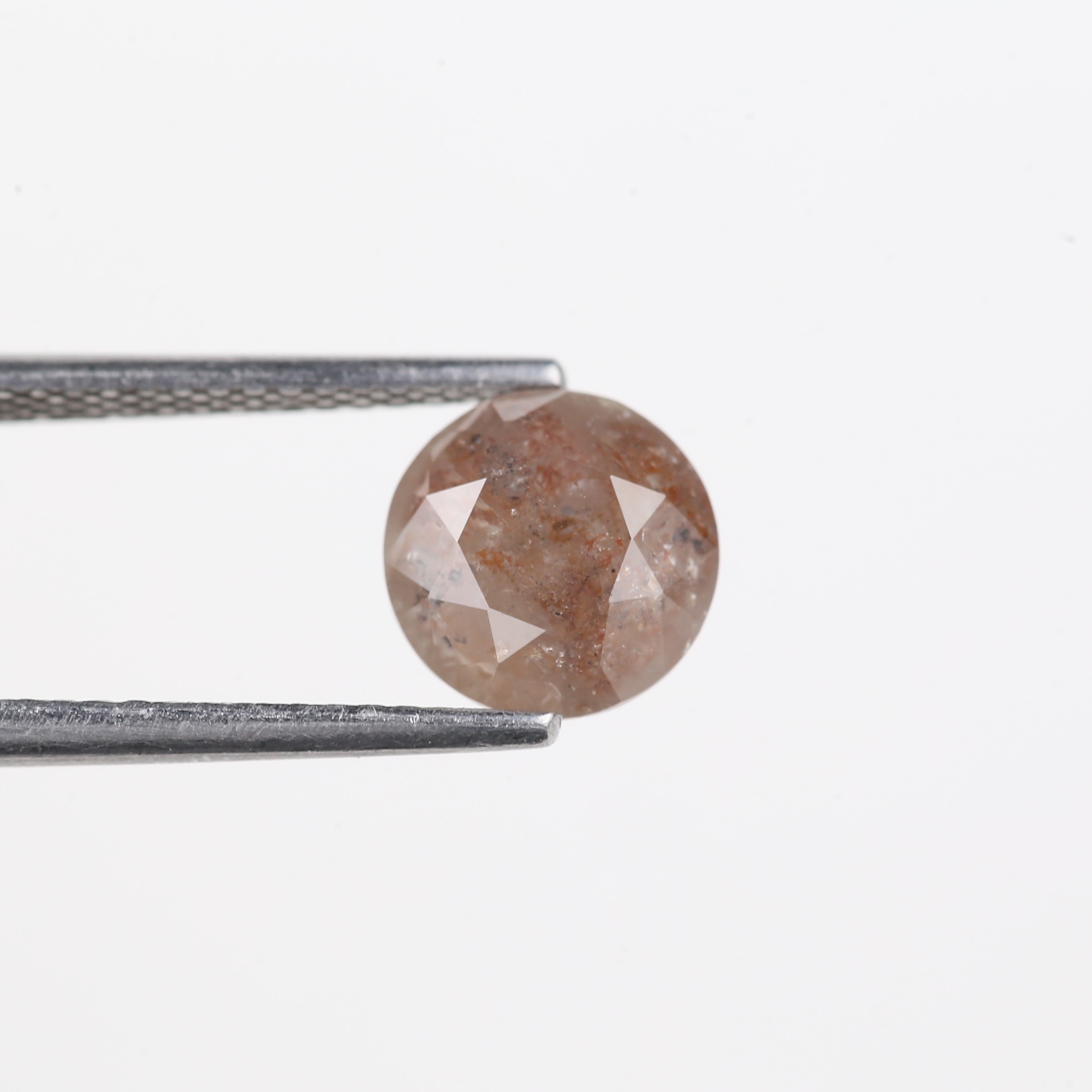 1.89 Carat Natural Peach Pink Round Salt and Pepper Diamond 7.50 MM