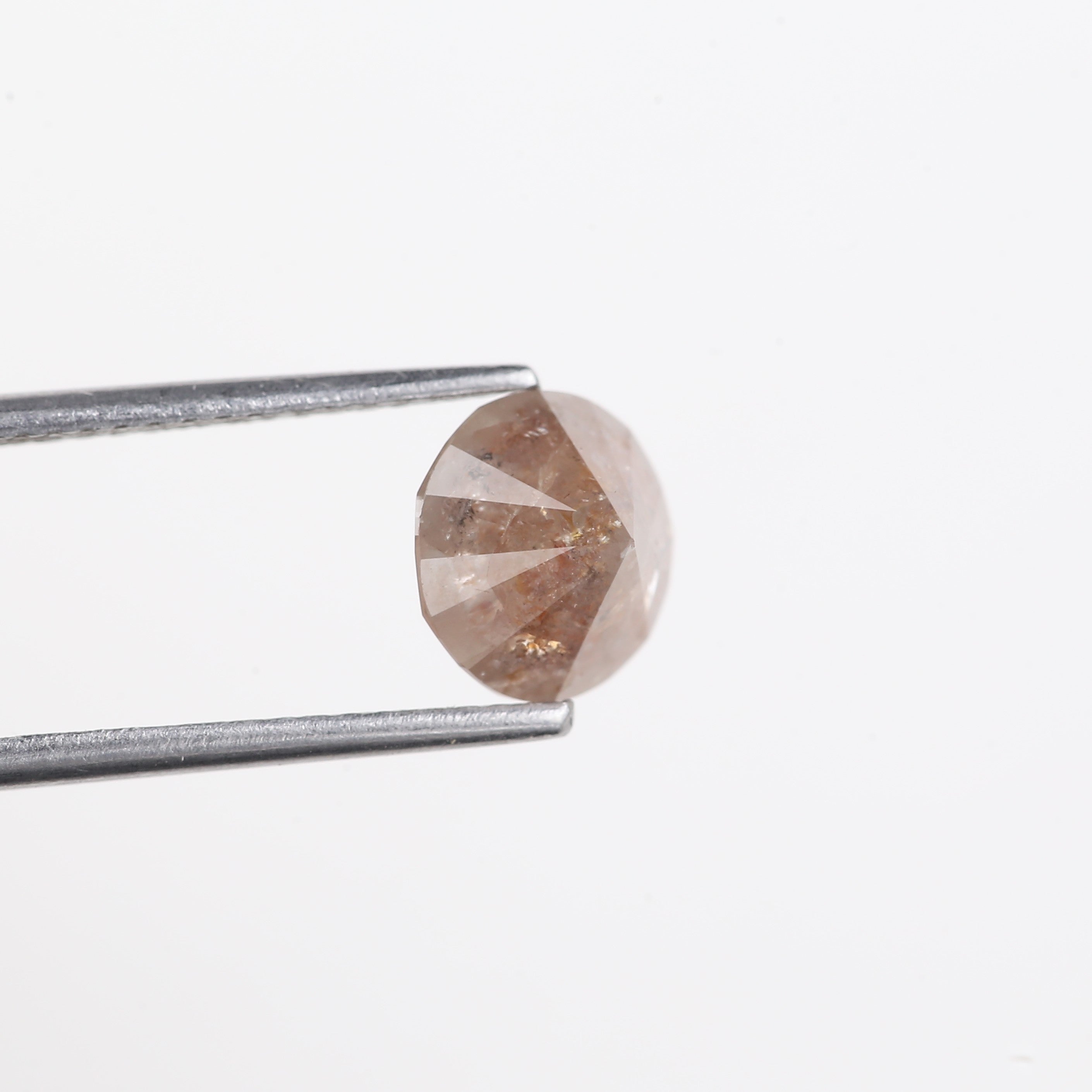 1.89 Carat Natural Peach Pink Round Salt and Pepper Diamond 7.50 MM