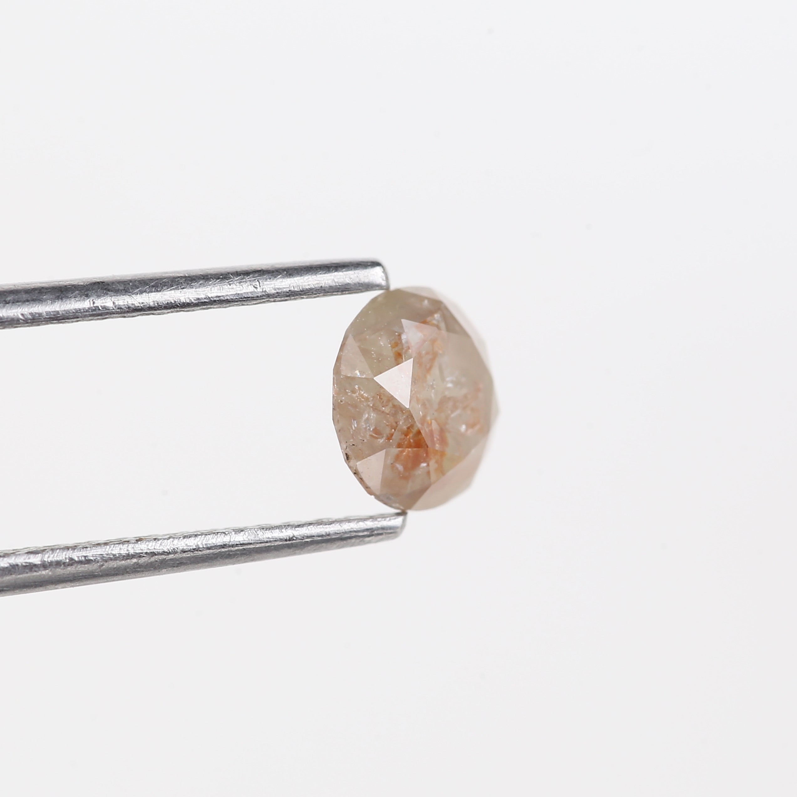 0.94 Carat Natural Peach Orange Round Salt and Pepper Diamond 5.83 MM