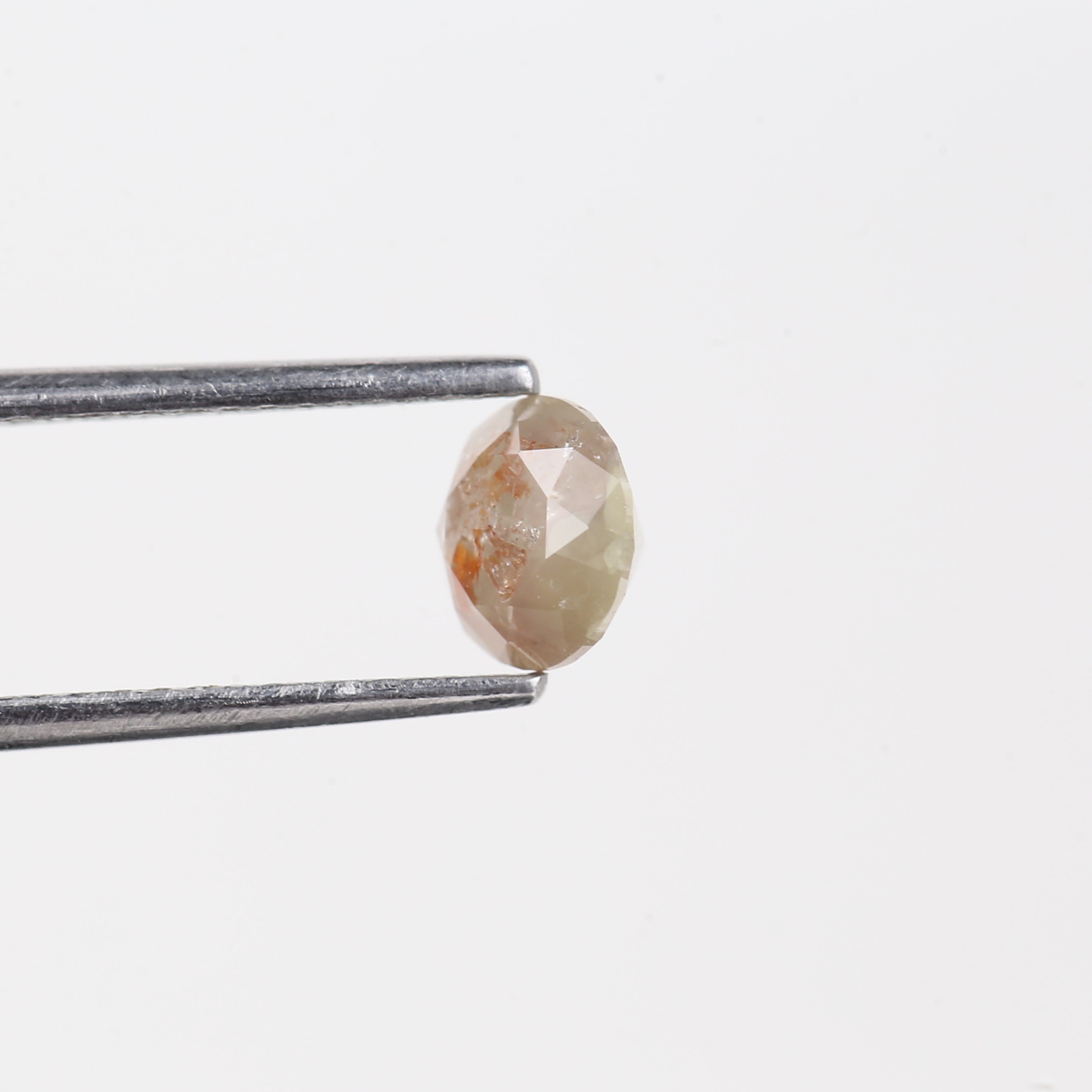 0.94 Carat Natural Peach Orange Round Salt and Pepper Diamond 5.83 MM