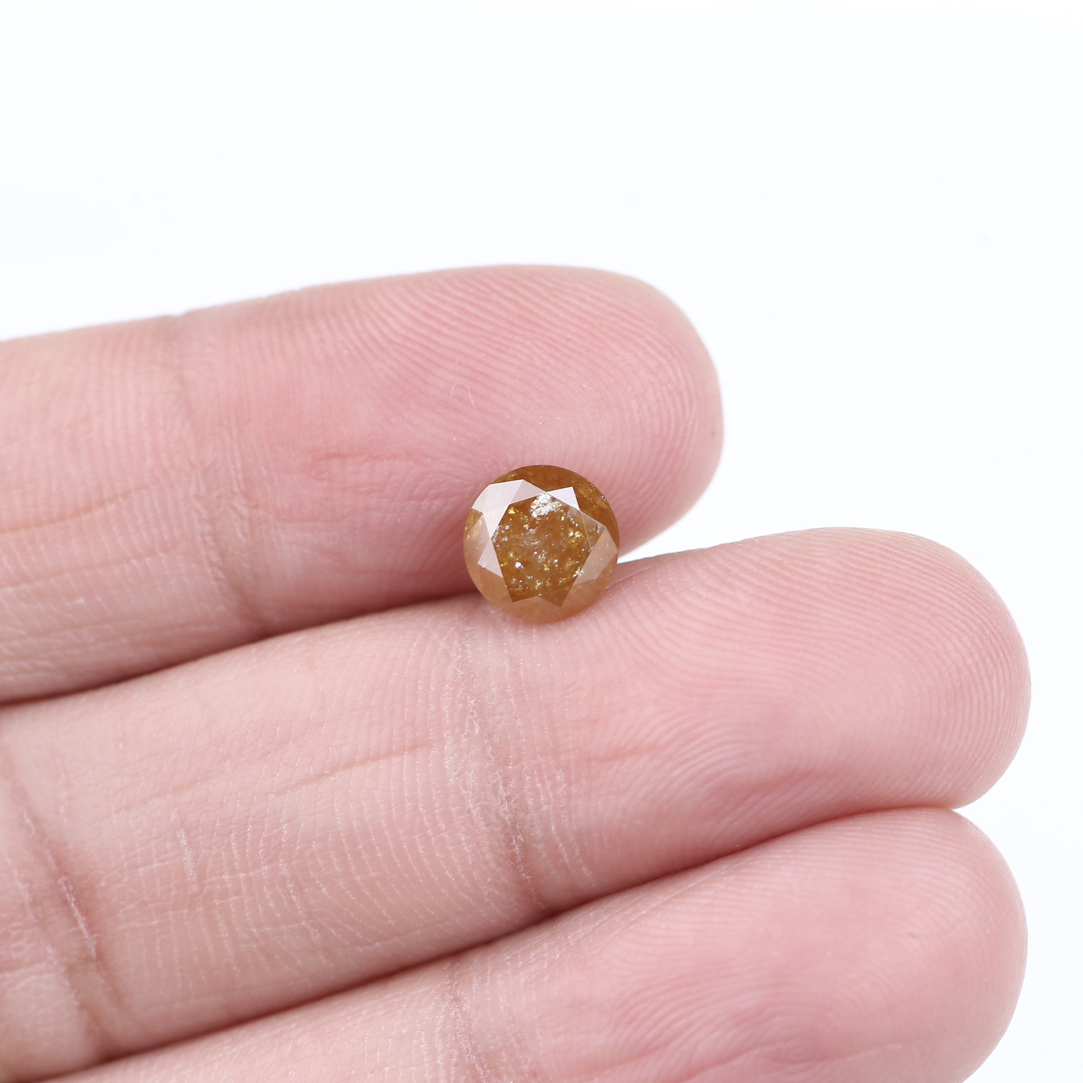 1.36 Carat Natural Yellow Salt And Pepper Round Cut Diamond 6.80 MM