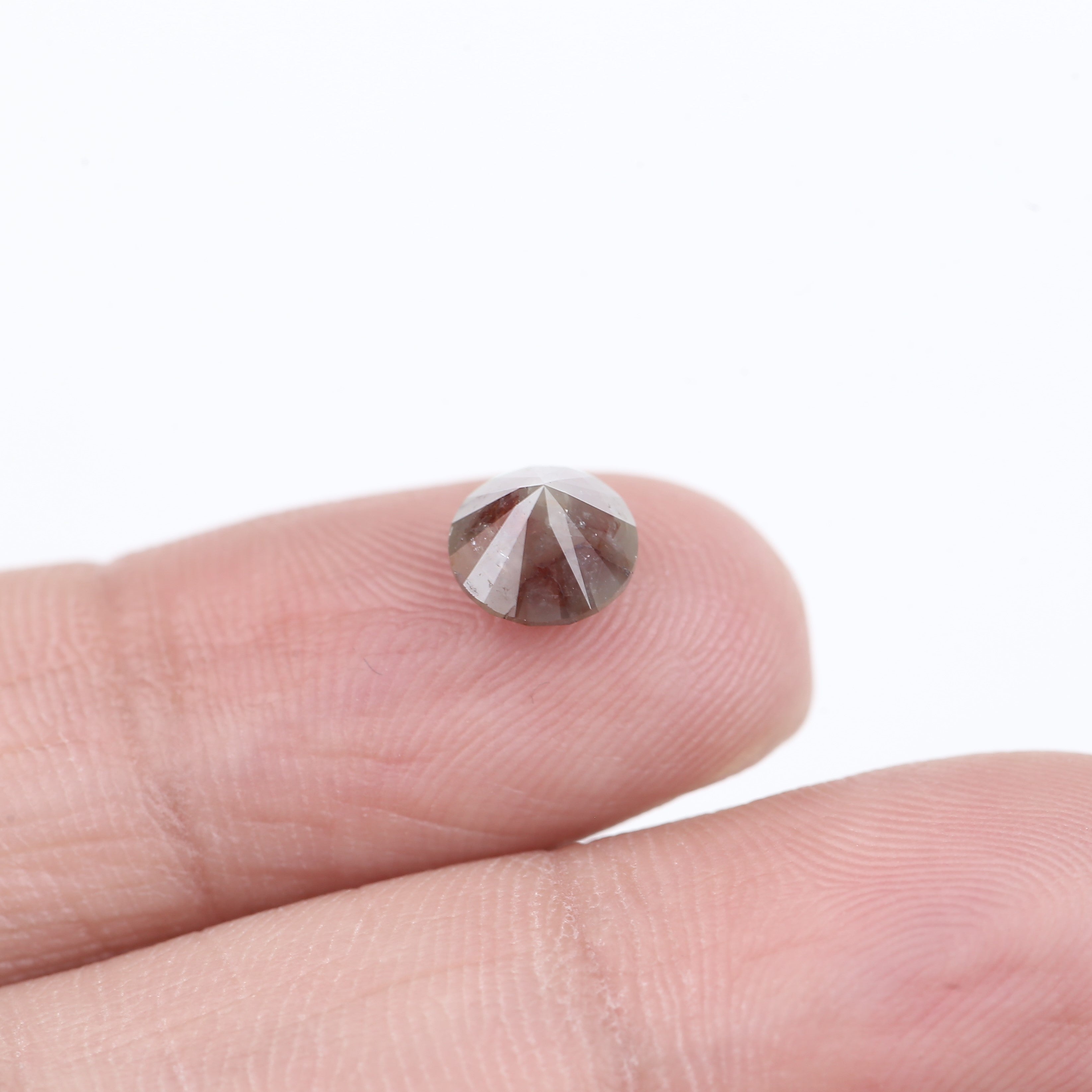 1.36 Carat Natural Brown Gray Salt And Pepper Round Diamond 6.39 MM