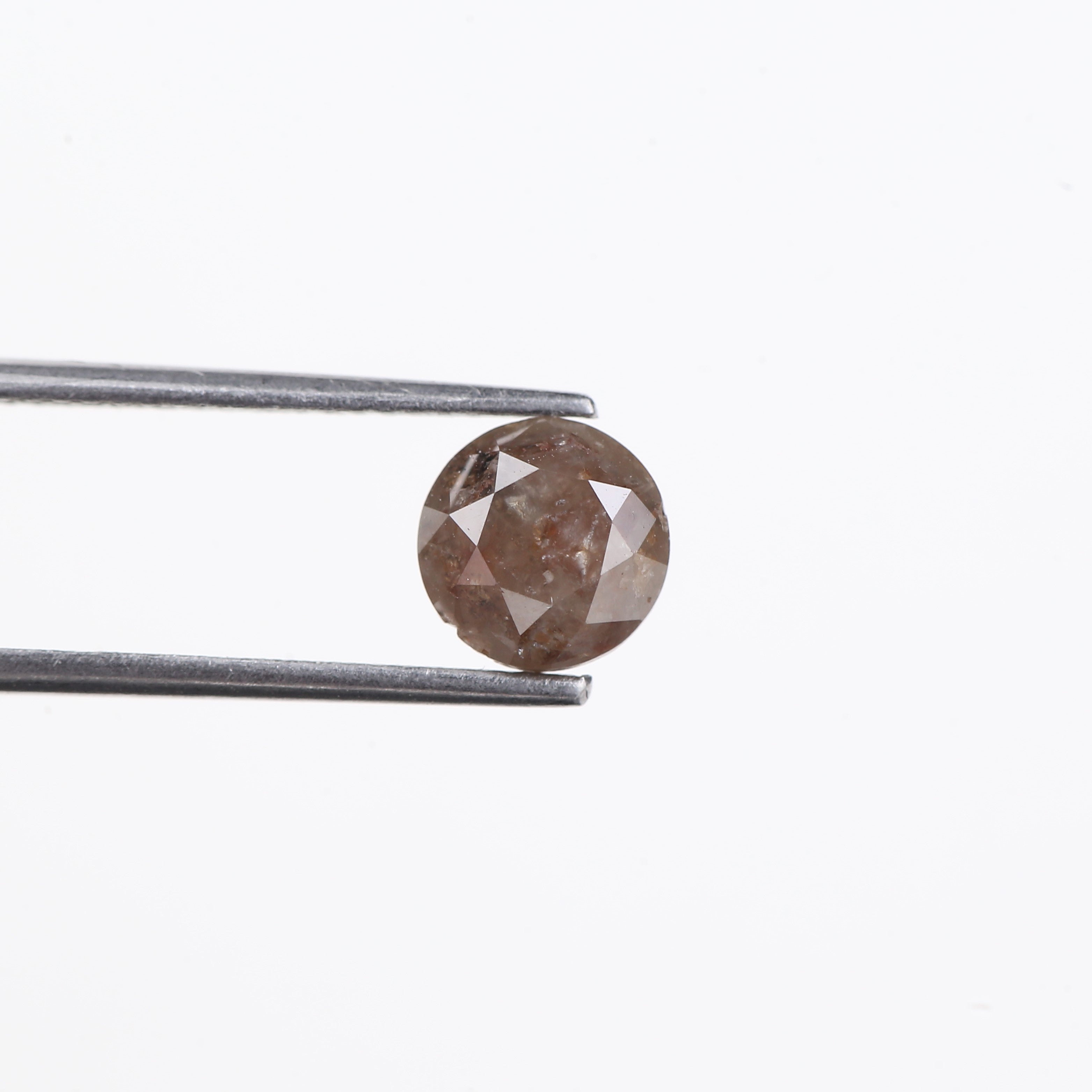 2.01 Carat Natural Rustic Brown Salt And Pepper Round Diamond 6.85 MM