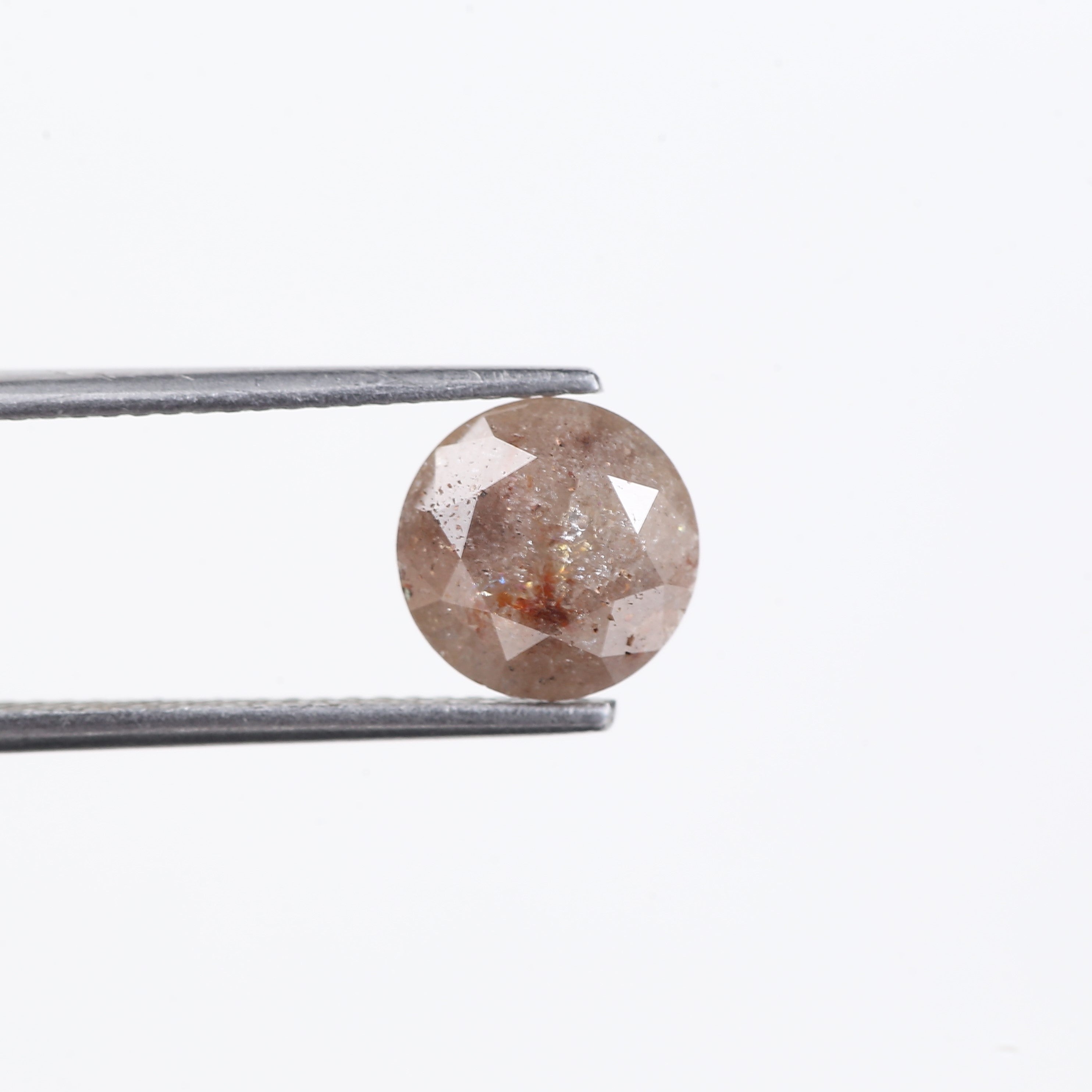 2.48 Carat Natural Salt And Pepper Peach Round Unique Diamonds 8 MM