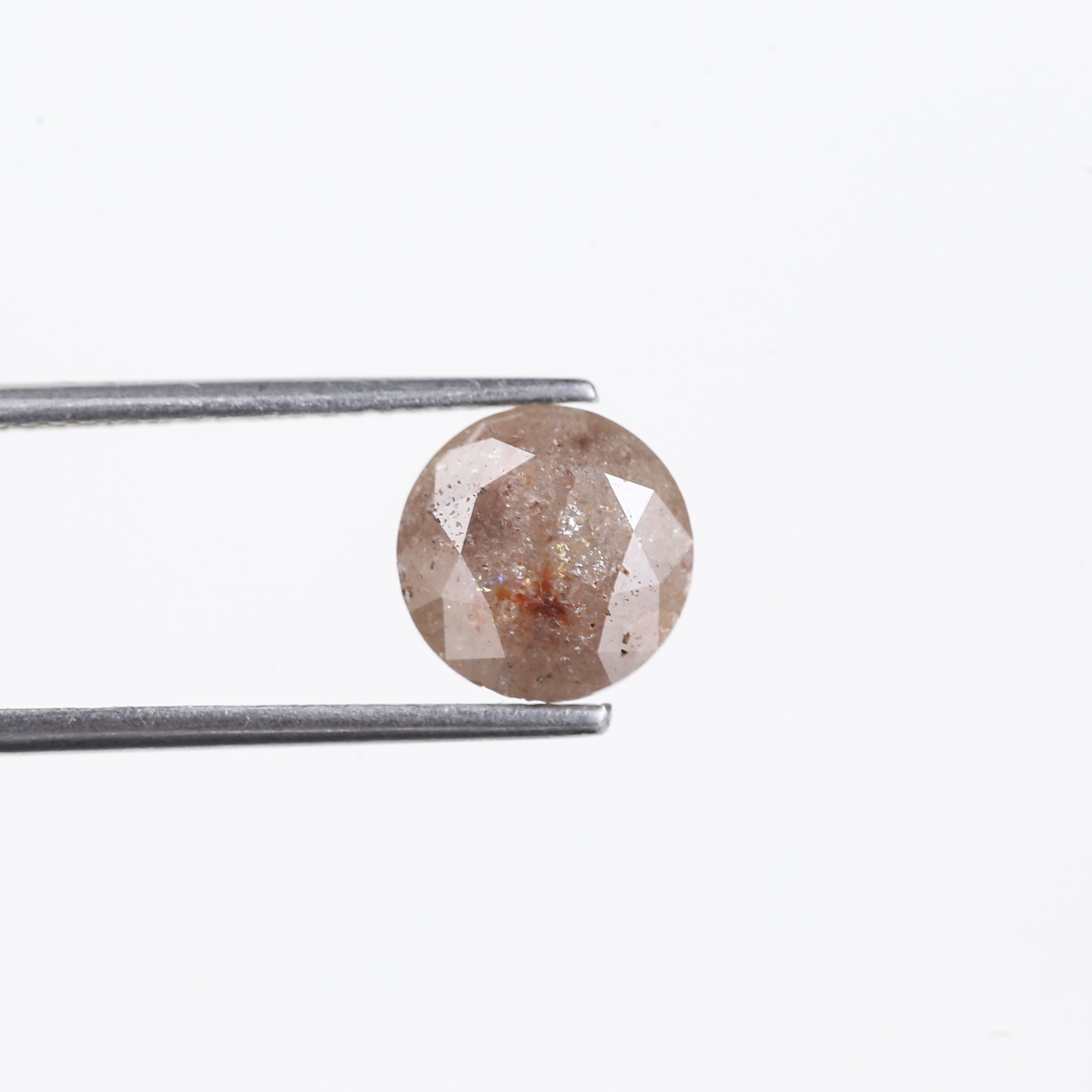 2.48 Carat Natural Salt And Pepper Peach Round Unique Diamonds 8 MM