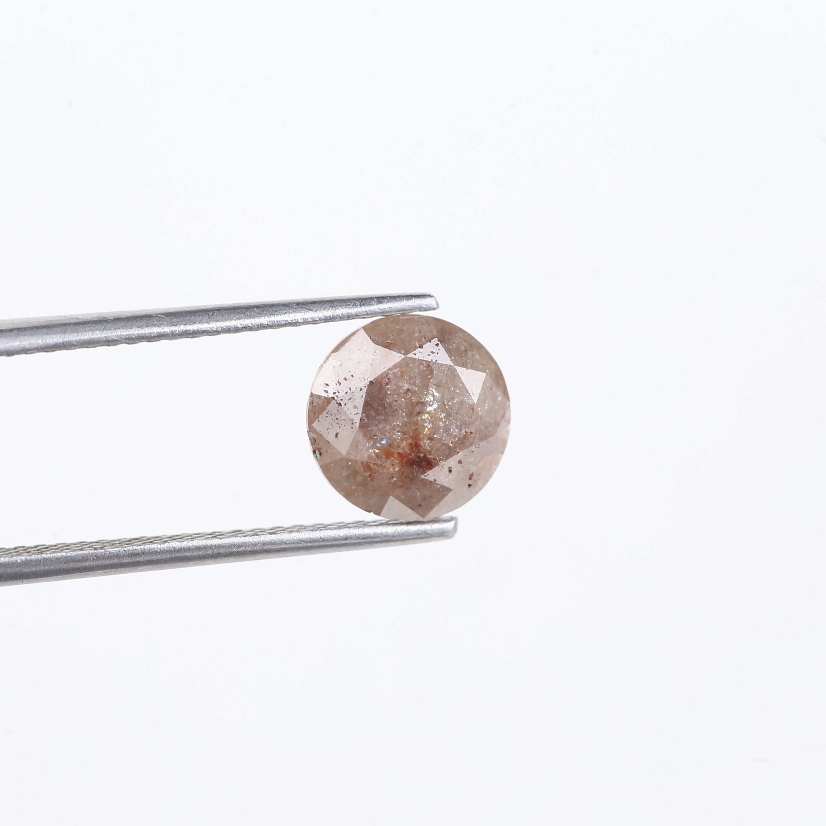 2.48 Carat Natural Salt And Pepper Peach Round Unique Diamonds 8 MM