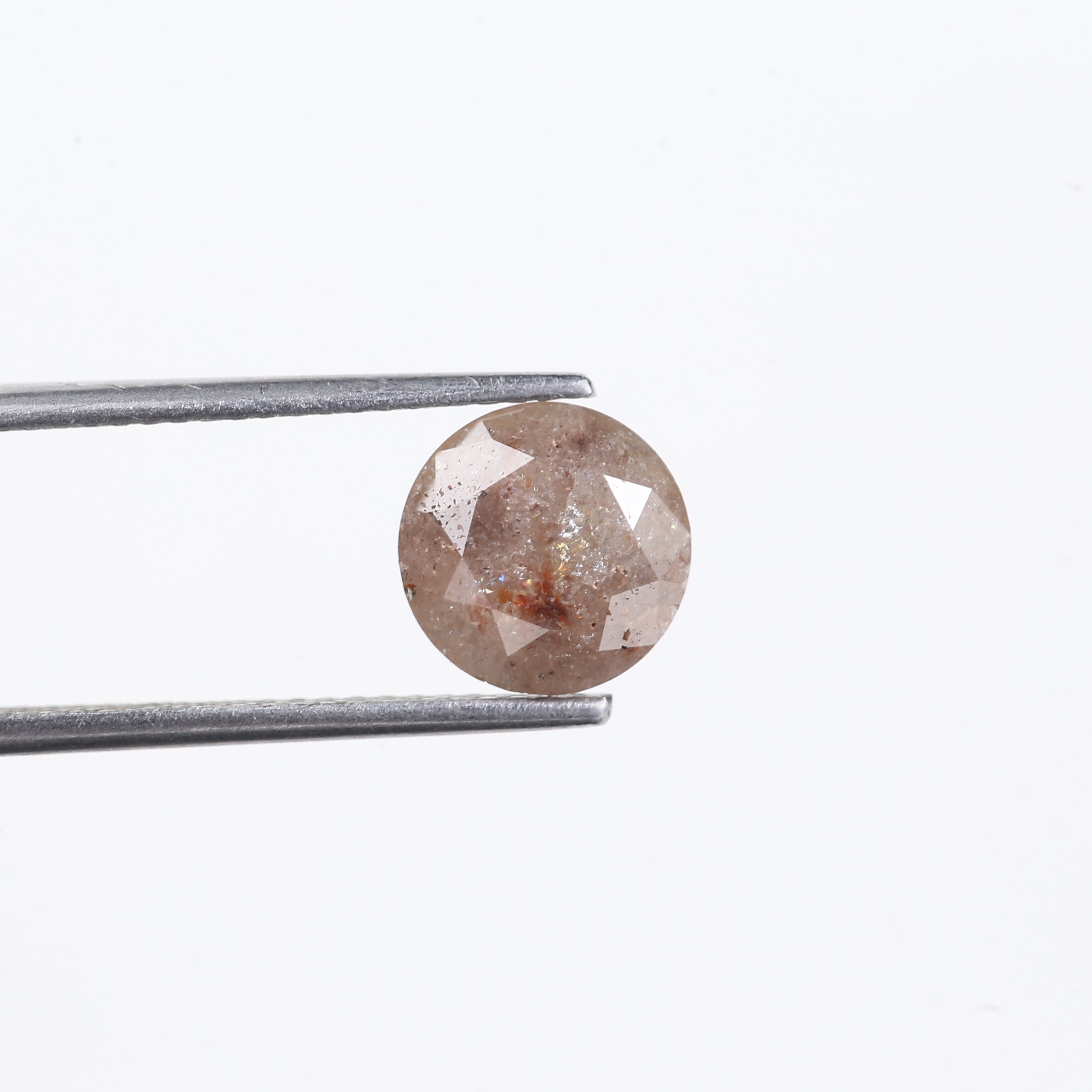 2.48 Carat Natural Salt And Pepper Peach Round Unique Diamonds 8 MM