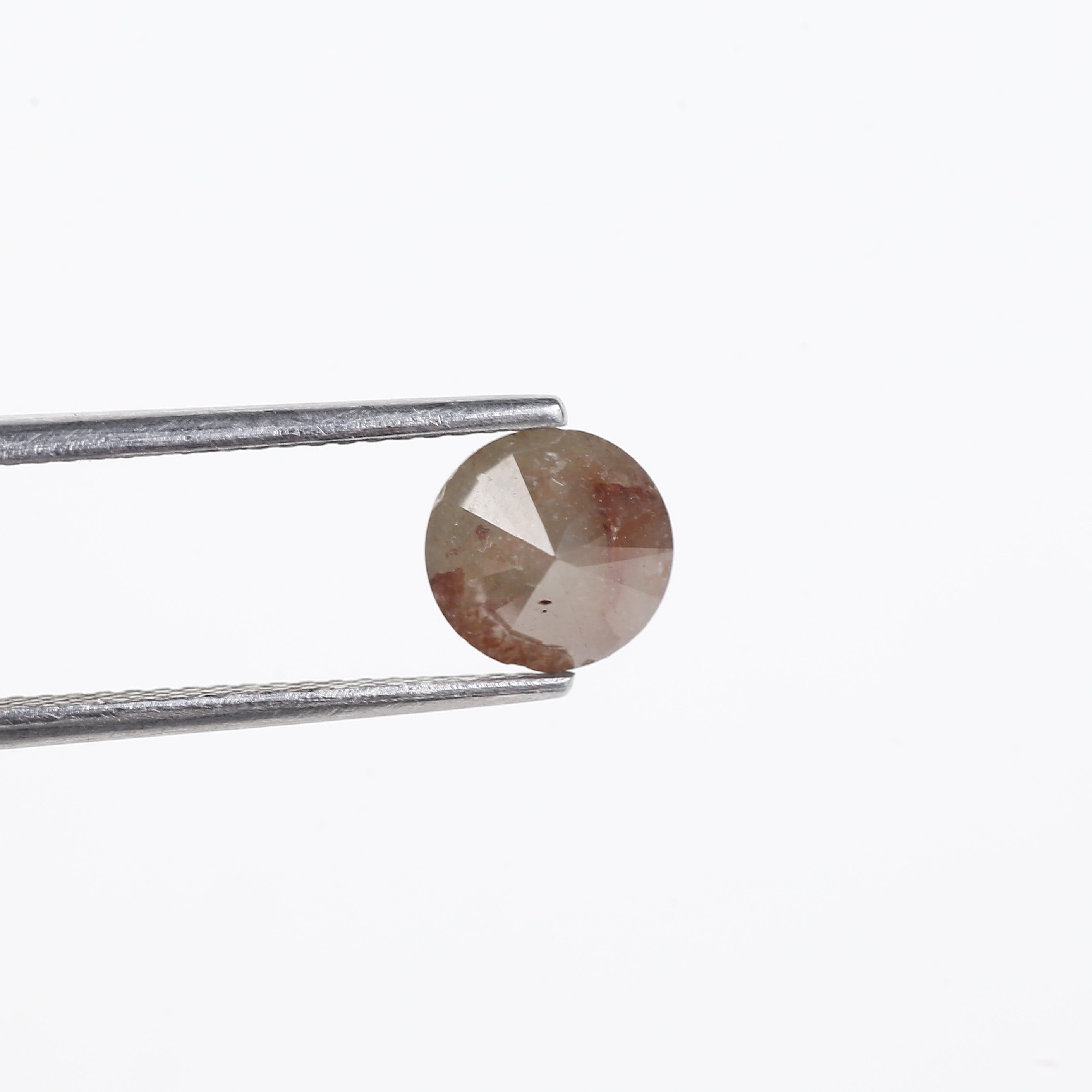 1.60 Carat Natural Salt And Pepper Round Cut Brown Red Diamond 6.80 MM