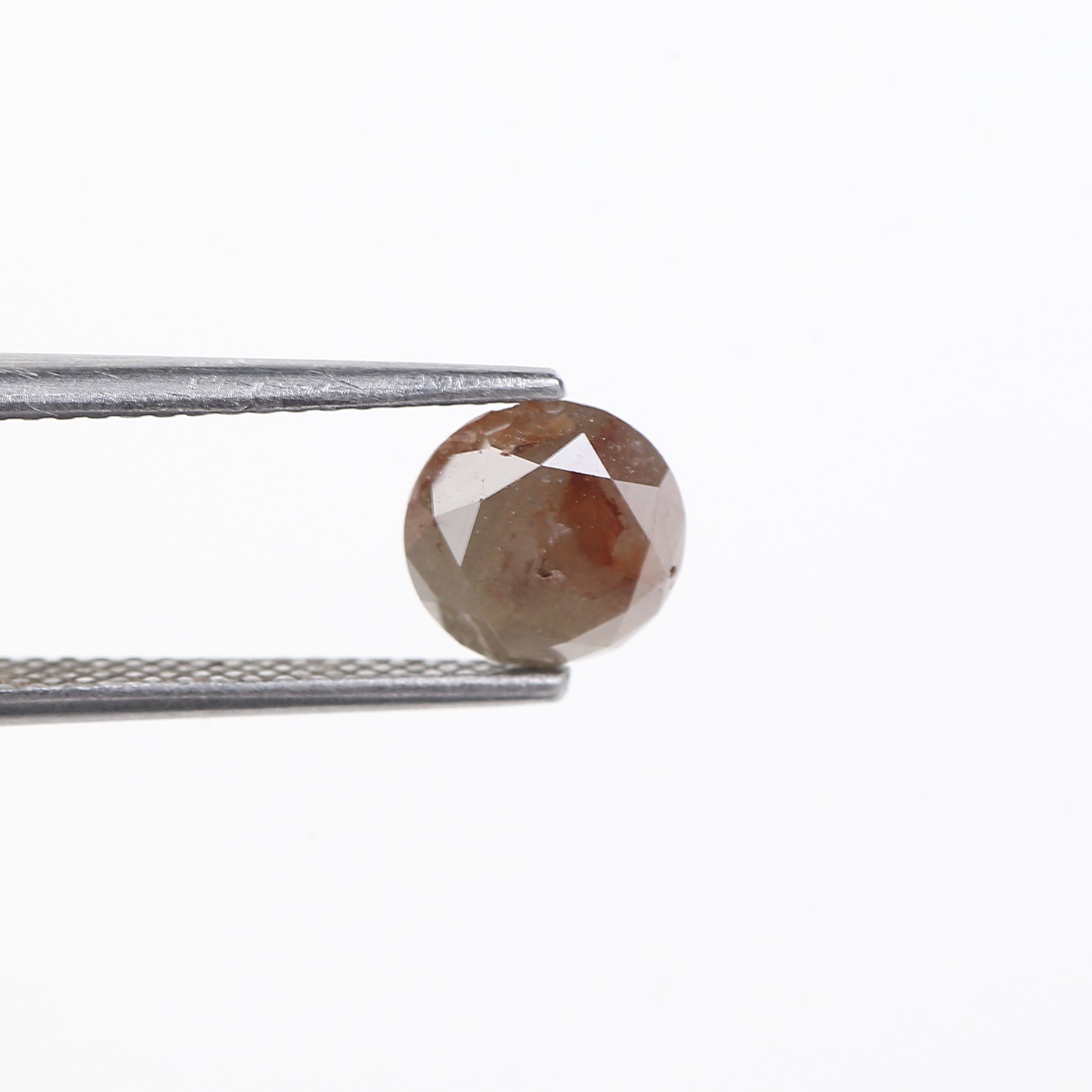 1.60 Carat Natural Salt And Pepper Round Cut Brown Red Diamond 6.80 MM