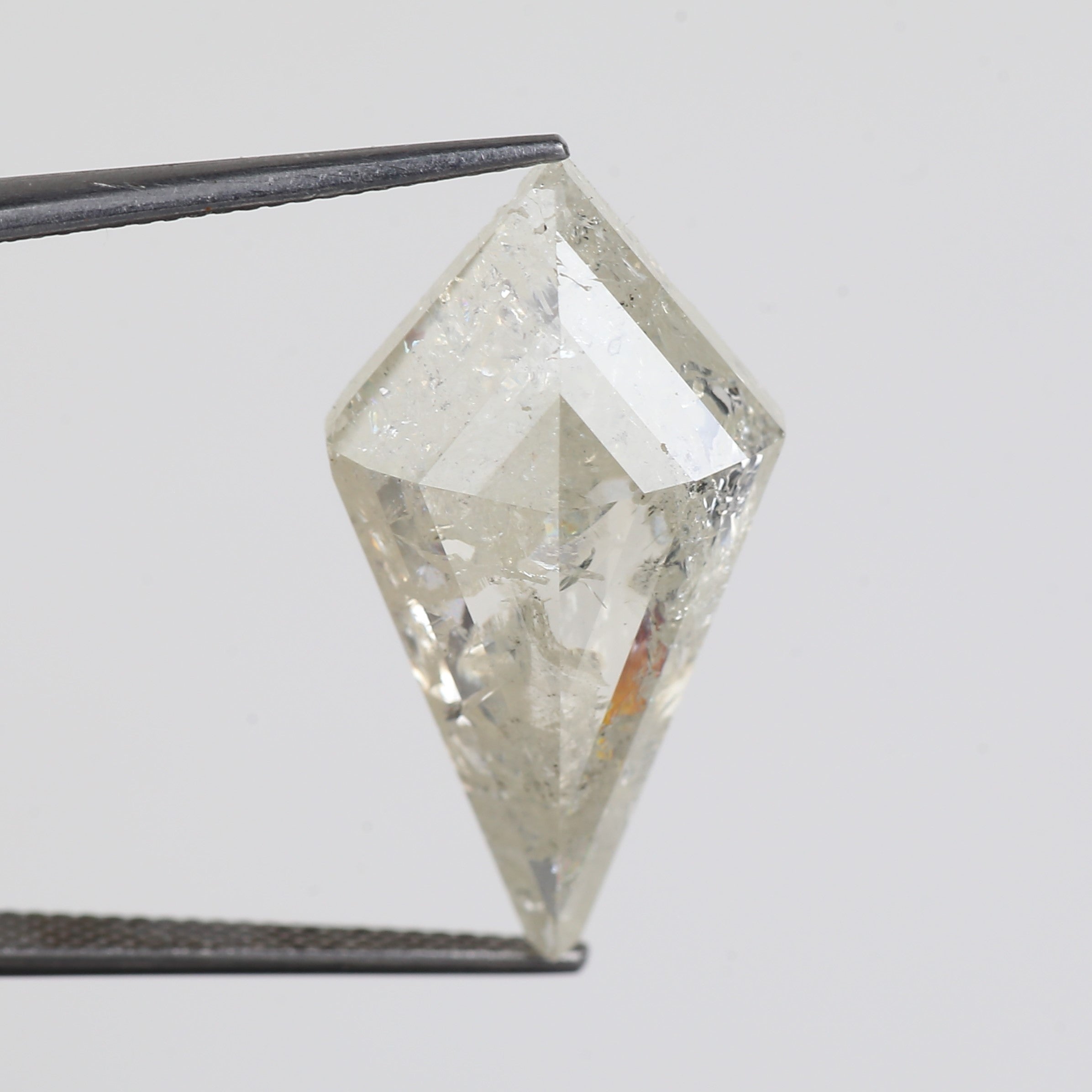 13 Carat Kite Cut Salt Pepper Diamond Natural Milky Light Yellowish White