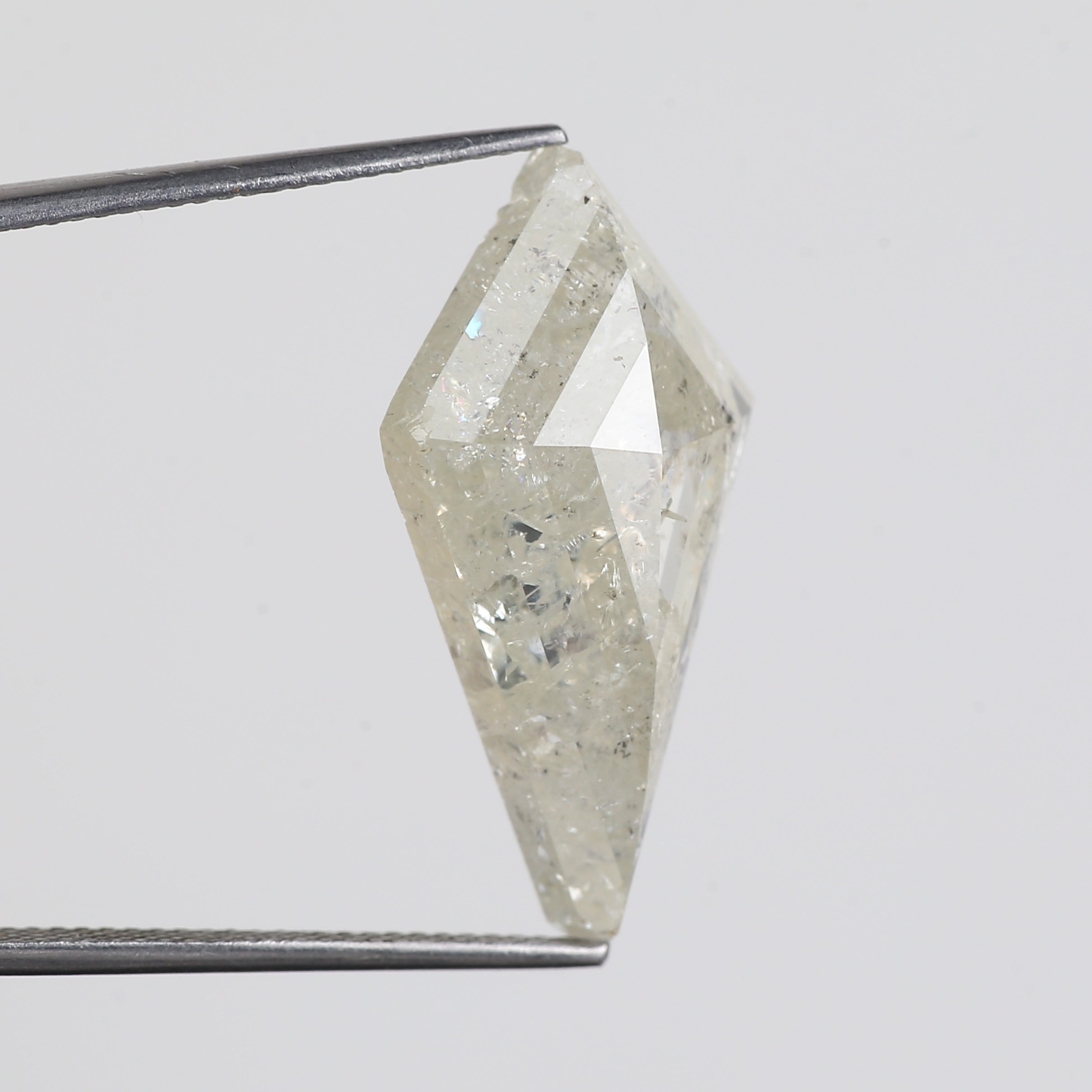 13 Carat Kite Cut Salt Pepper Diamond Natural Milky Light Yellowish White