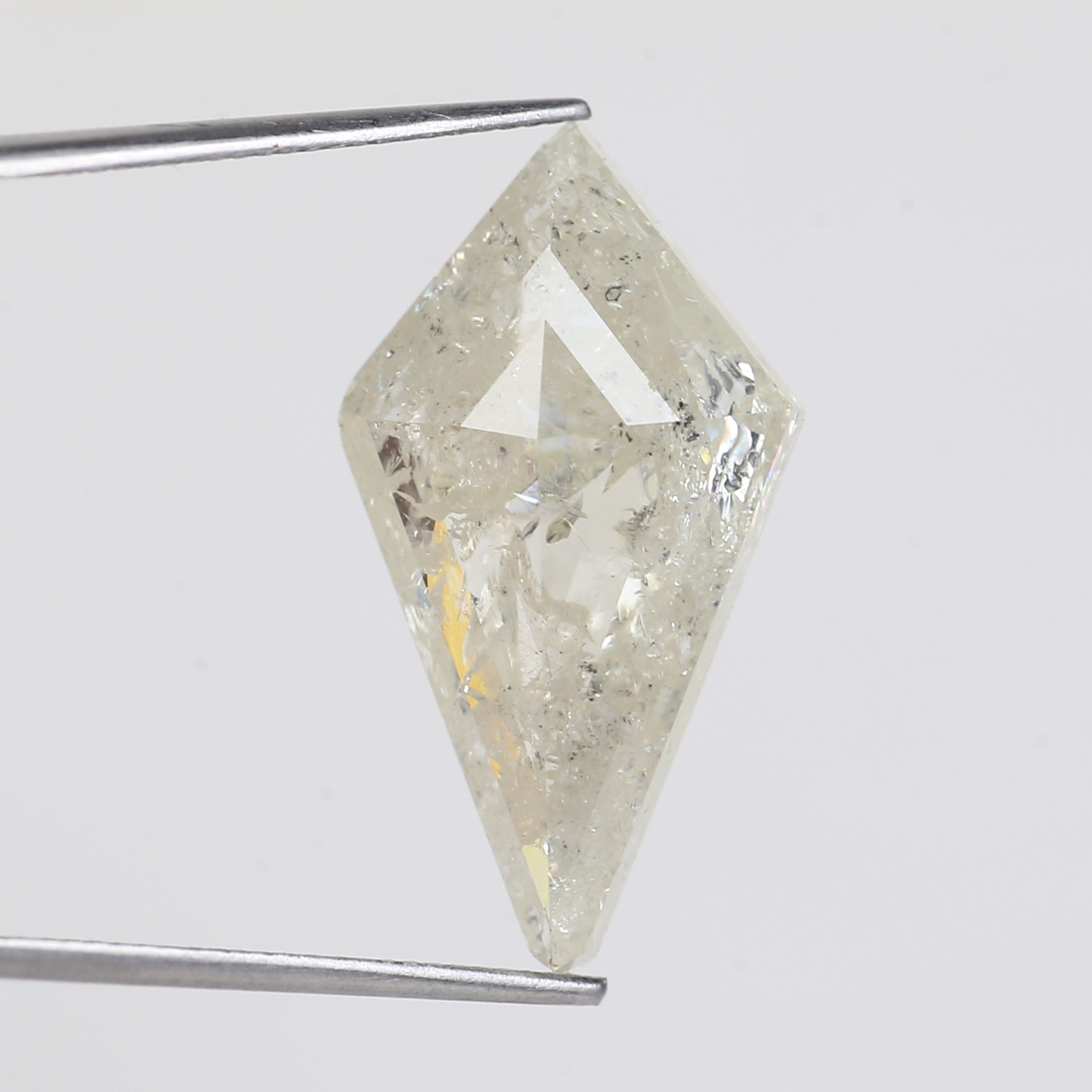 13 Carat Kite Cut Salt Pepper Diamond Natural Milky Light Yellowish White