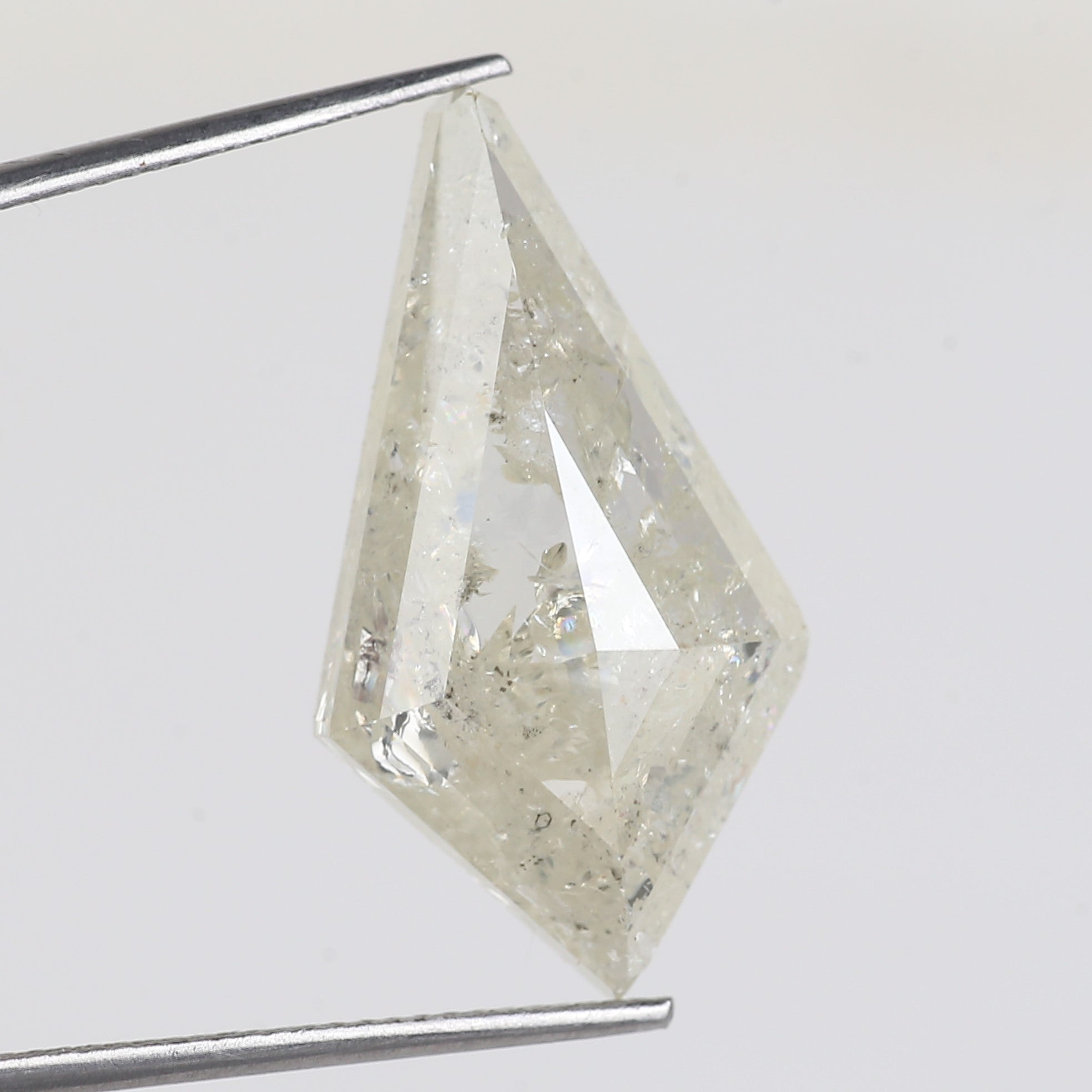 13 Carat Kite Cut Salt Pepper Diamond Natural Milky Light Yellowish White