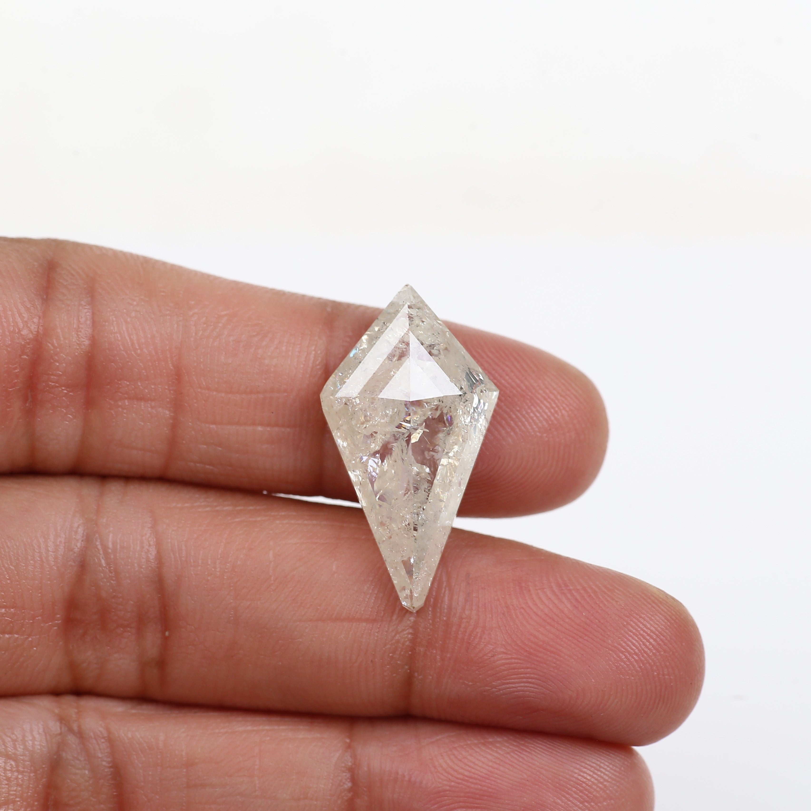 13 Carat Kite Cut Salt Pepper Diamond Natural Milky Light Yellowish White