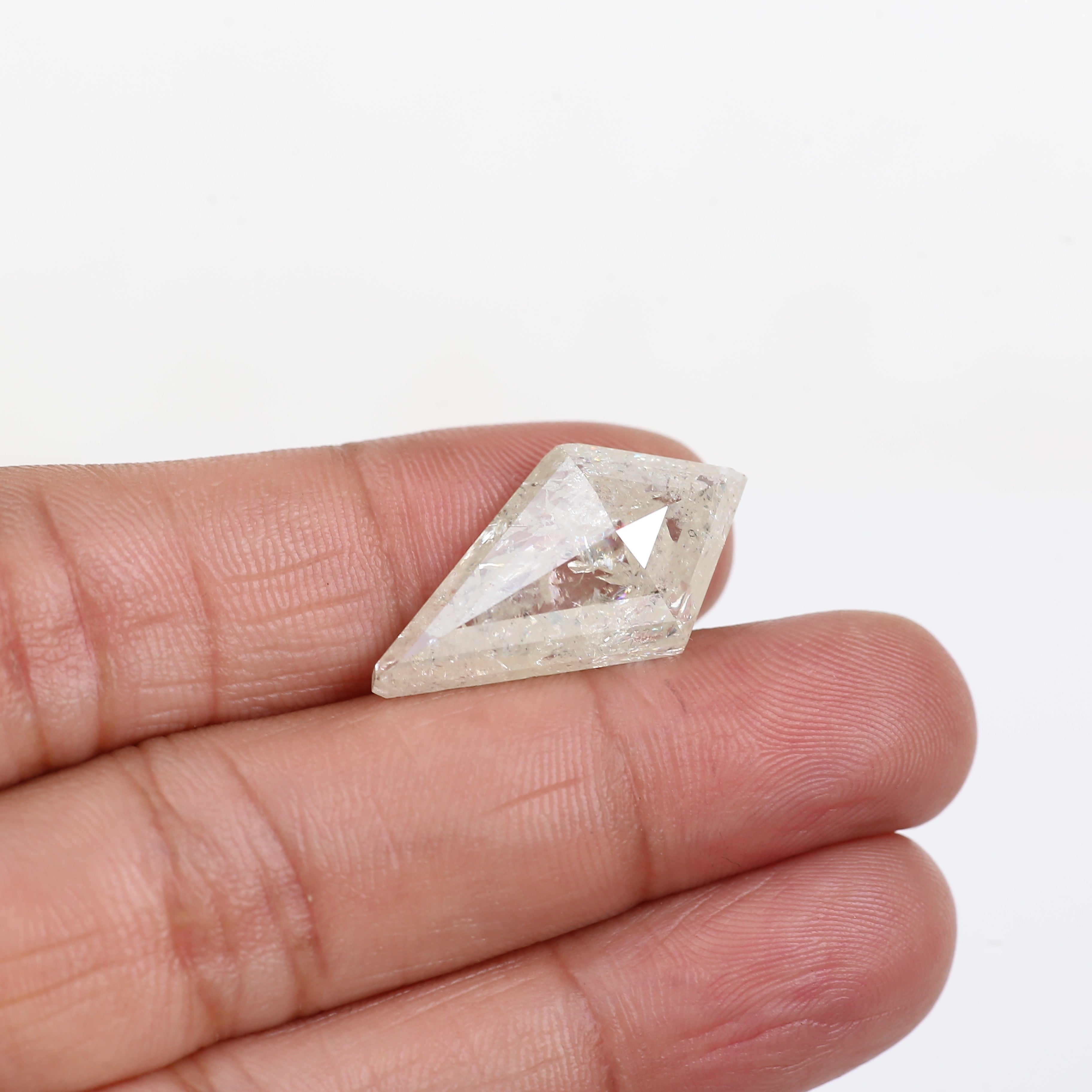 13 Carat Kite Cut Salt Pepper Diamond Natural Milky Light Yellowish White