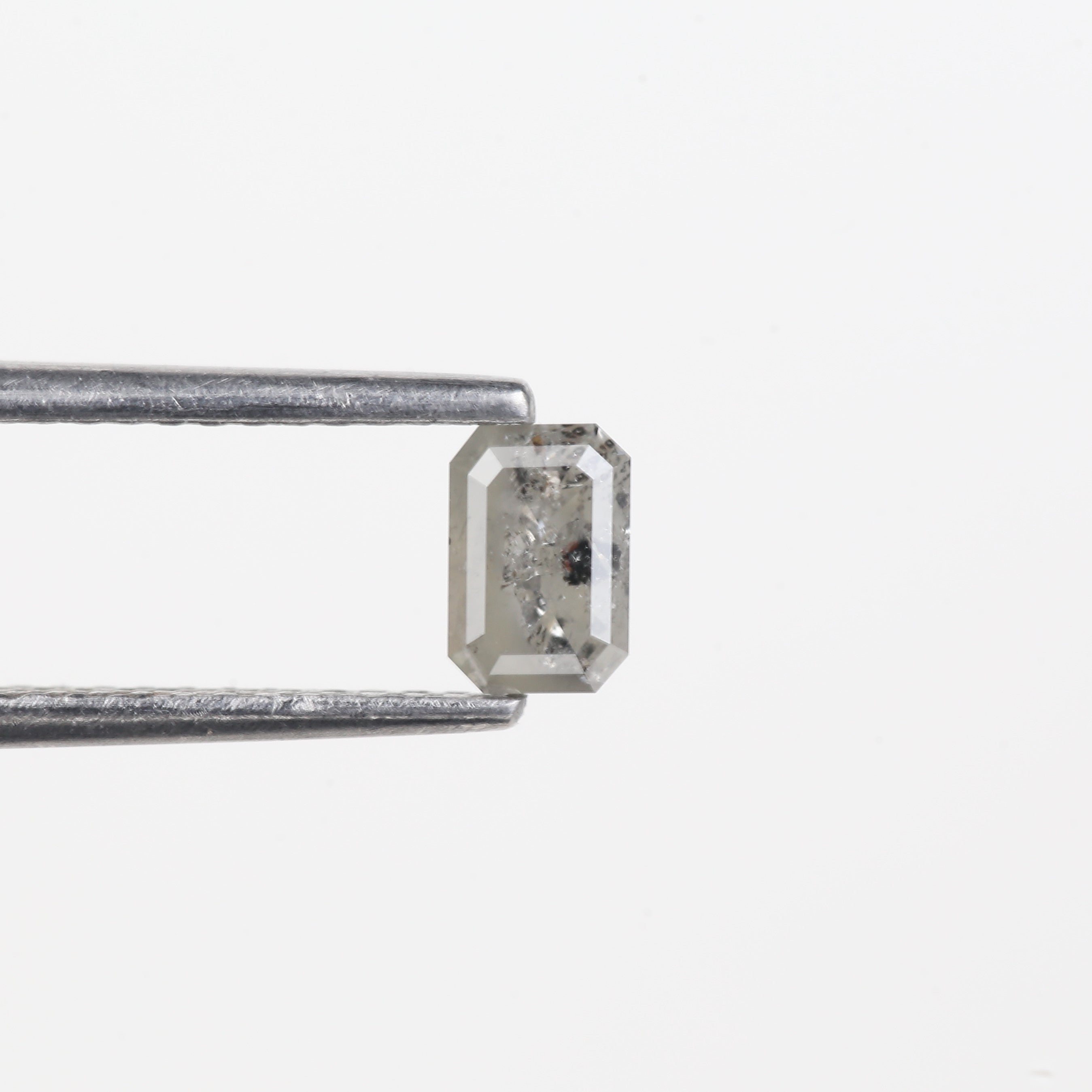 0.45 Carat Natural Light Grey Emerald Cut Salt And Pepper Diamond 5.17 MM