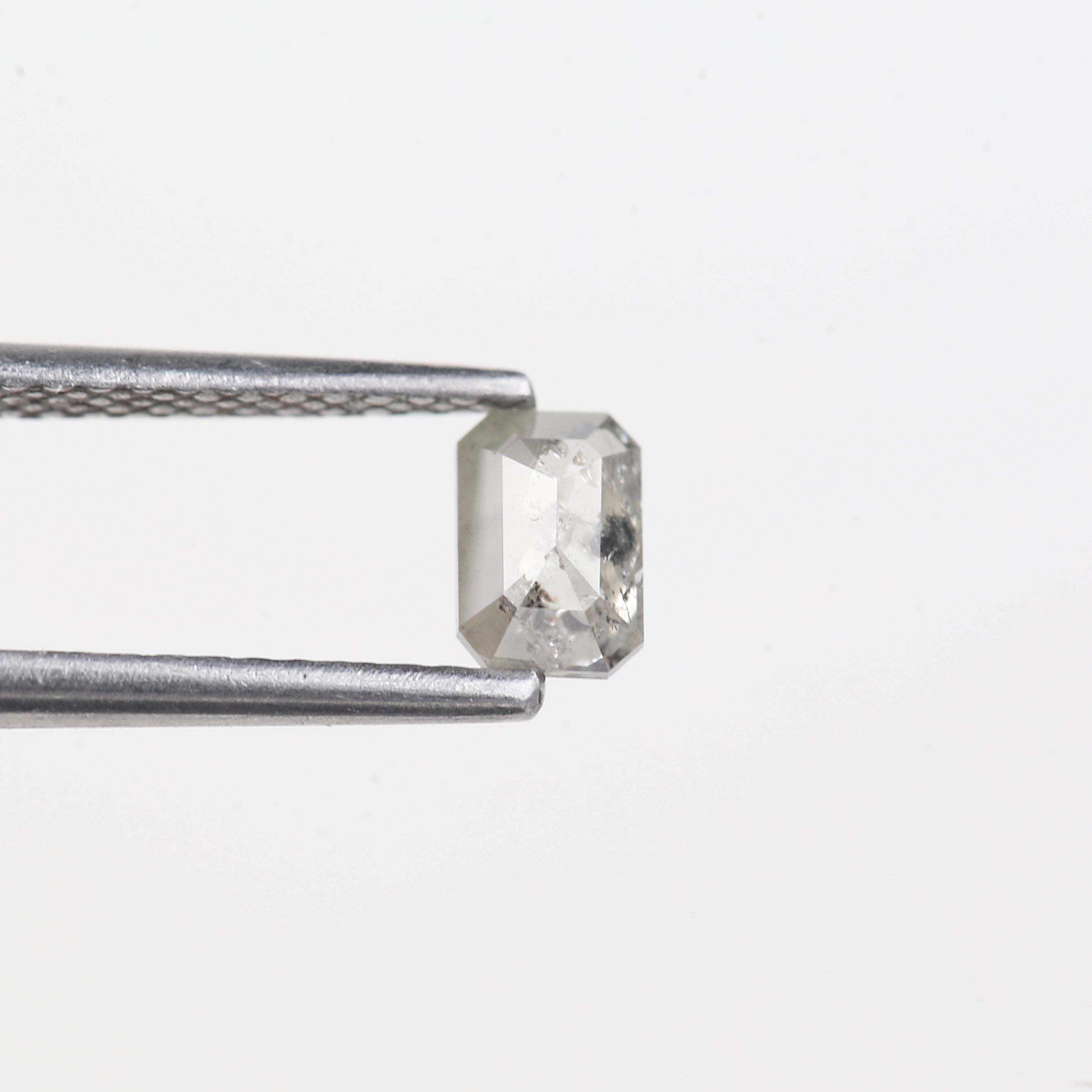 0.45 Carat Natural Light Grey Emerald Cut Salt And Pepper Diamond 5.17 MM