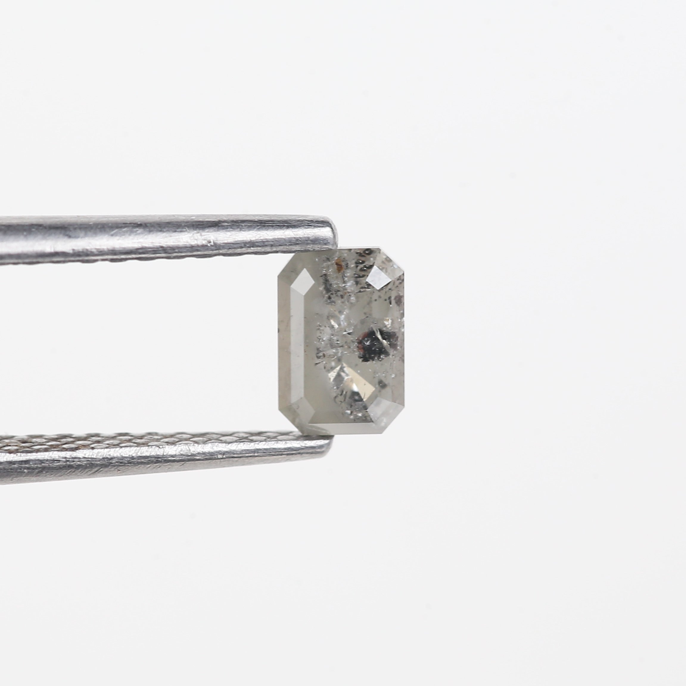 0.45 Carat Natural Light Grey Emerald Cut Salt And Pepper Diamond 5.17 MM