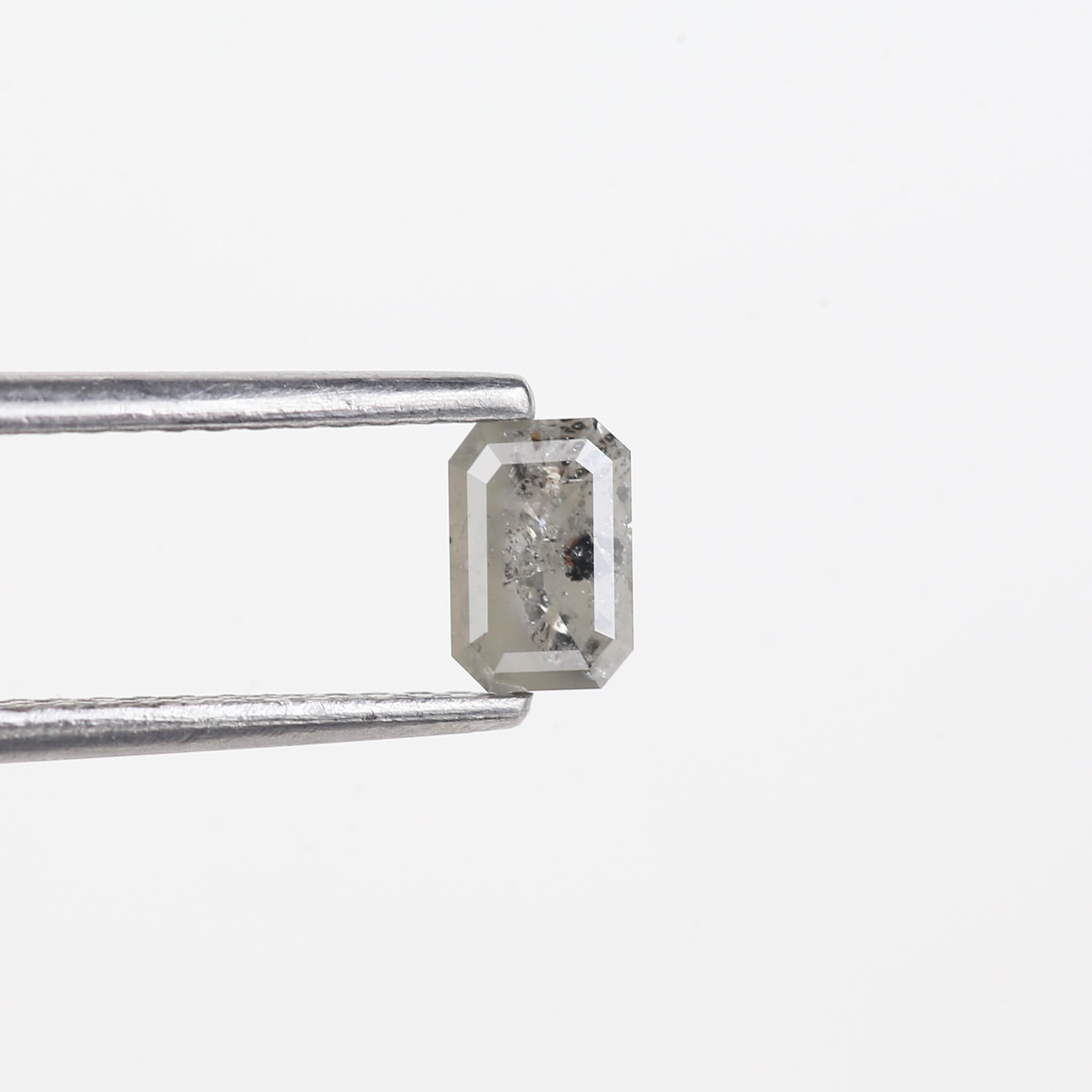 0.45 Carat Natural Light Grey Emerald Cut Salt And Pepper Diamond 5.17 MM