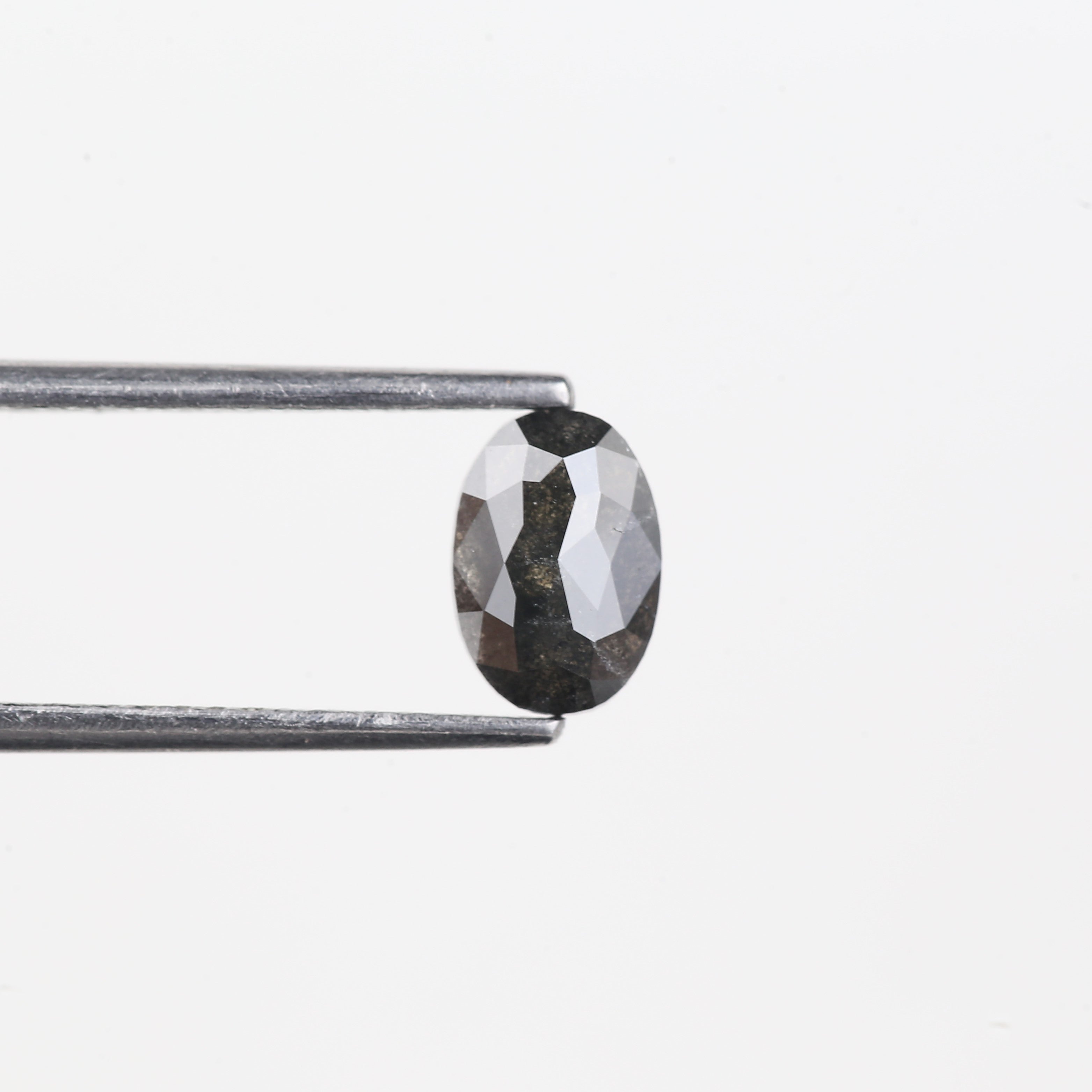 0.83 Carat Natural Oval Salt And Pepper Dark Grey Black Cut Diamond 7.24 MM