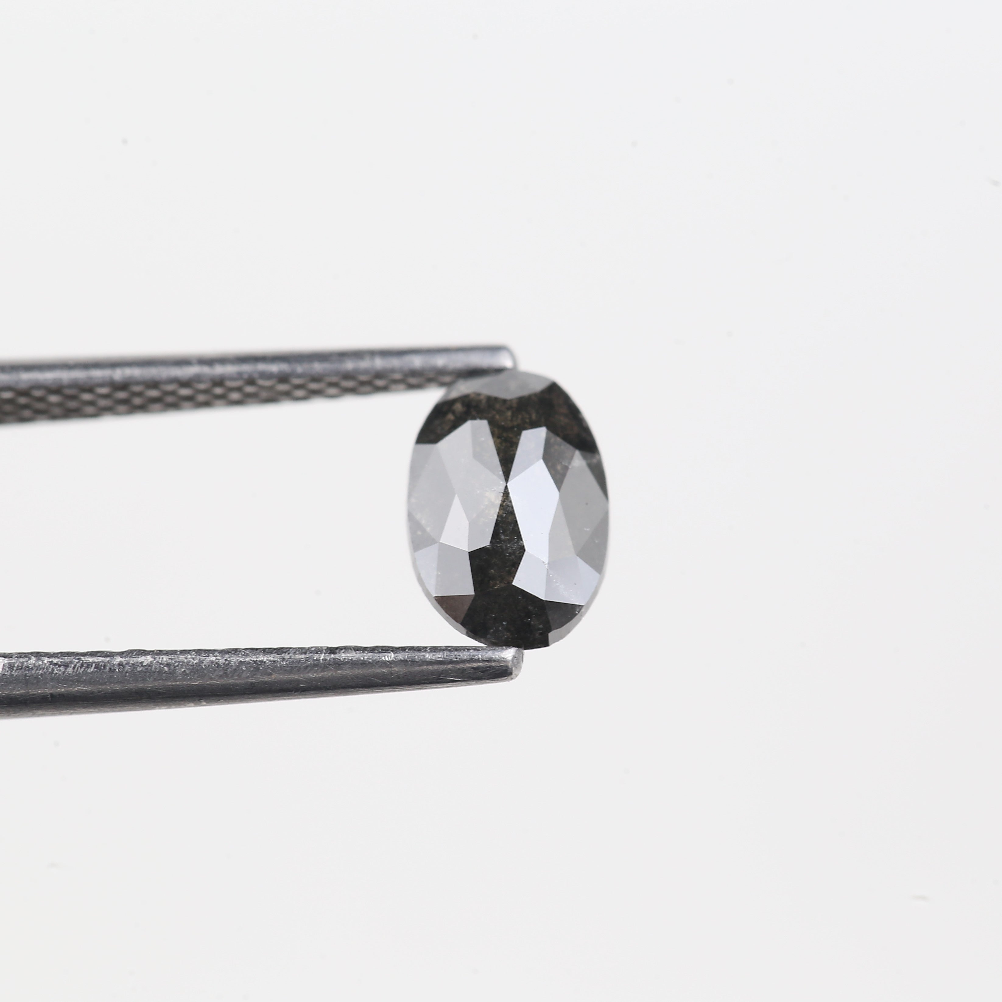 0.83 Carat Natural Oval Salt And Pepper Dark Grey Black Cut Diamond 7.24 MM