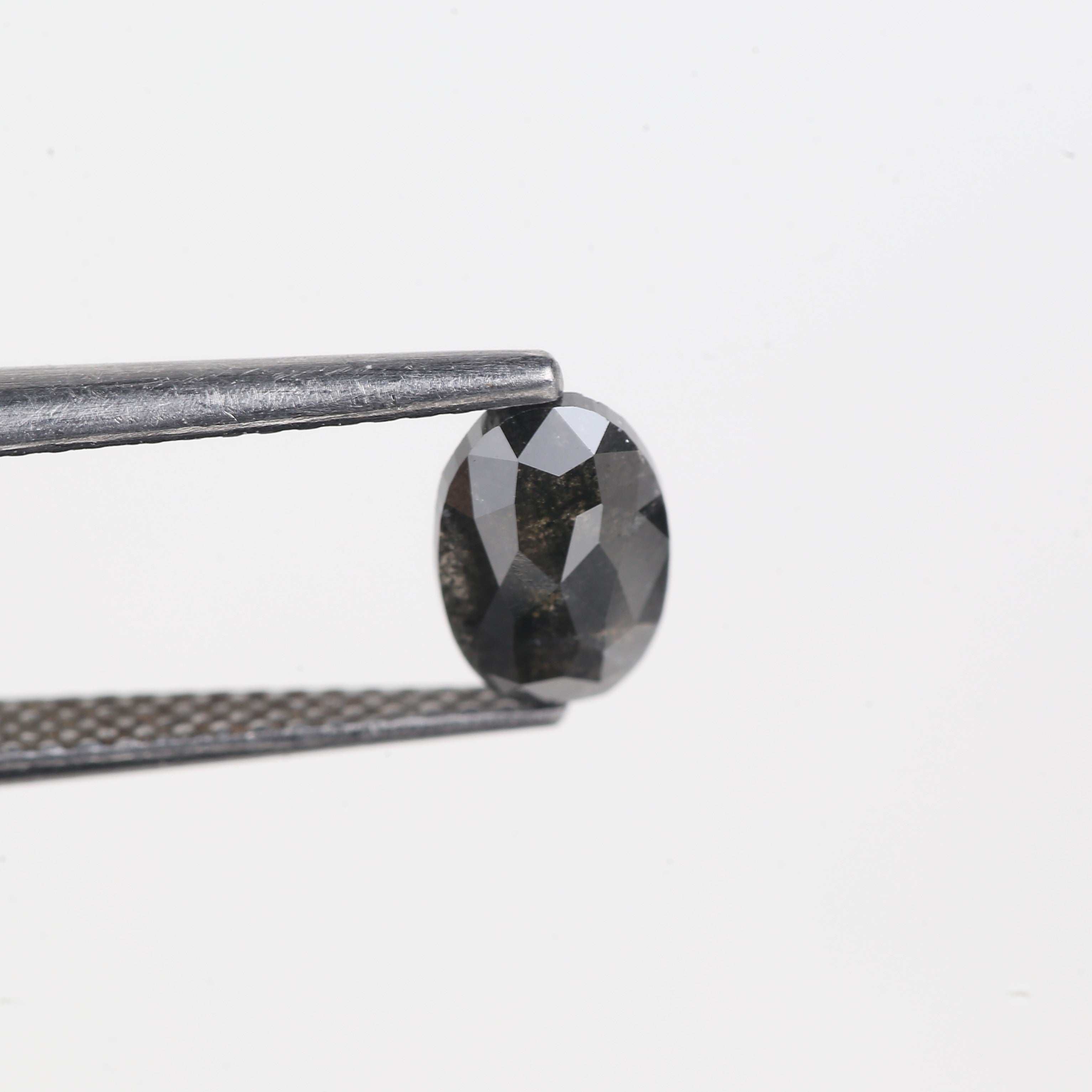 0.83 Carat Natural Oval Salt And Pepper Dark Grey Black Cut Diamond 7.24 MM