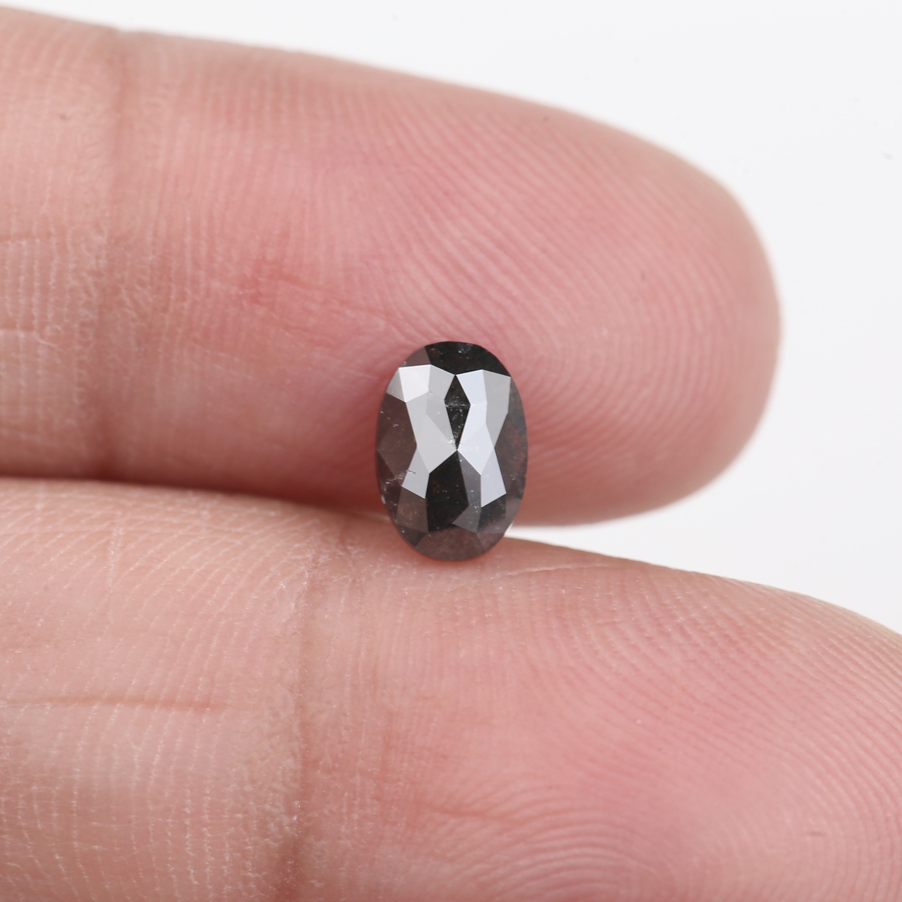 0.83 Carat Natural Oval Salt And Pepper Dark Grey Black Cut Diamond 7.24 MM