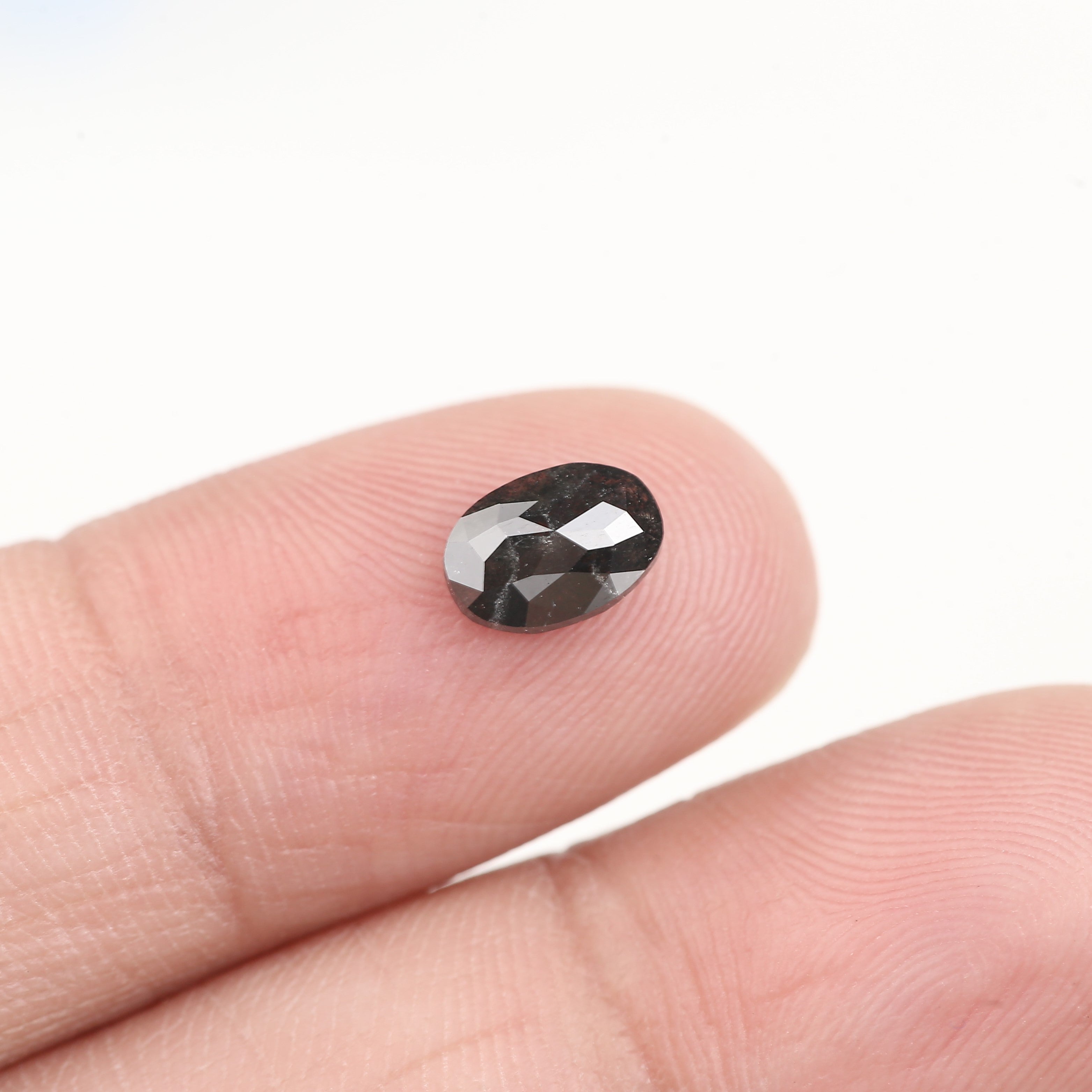 0.83 Carat Natural Oval Salt And Pepper Dark Grey Black Cut Diamond 7.24 MM