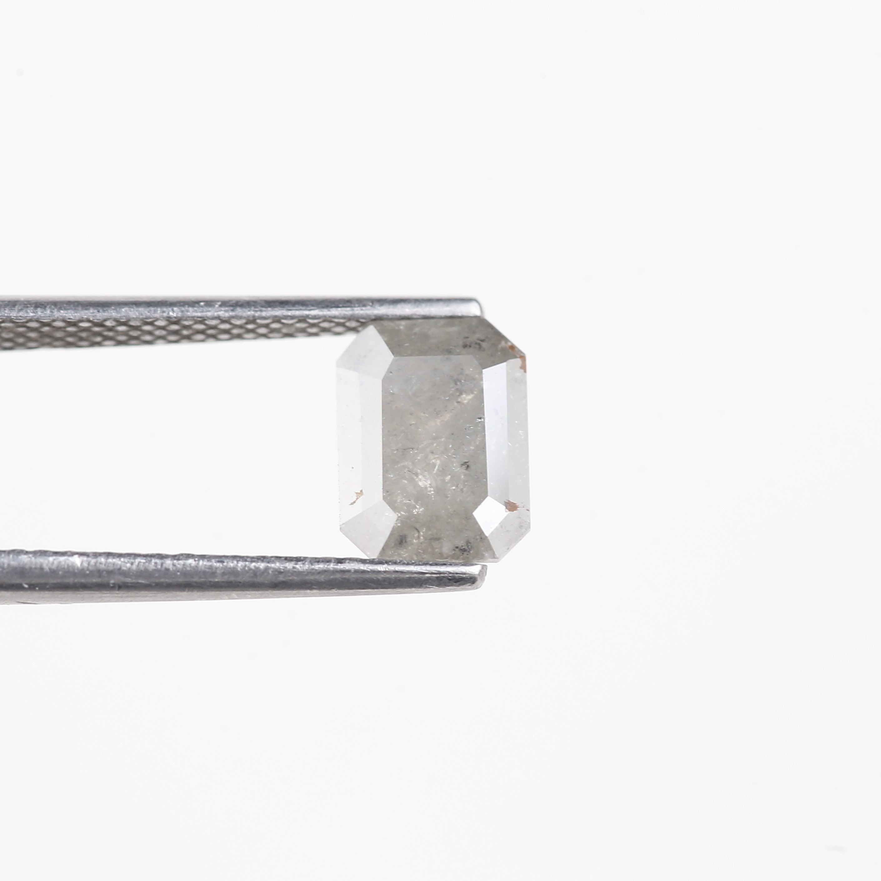 1.66 Carat Natural Gray Salt and Pepper Emerald Cut Diamond 8 MM