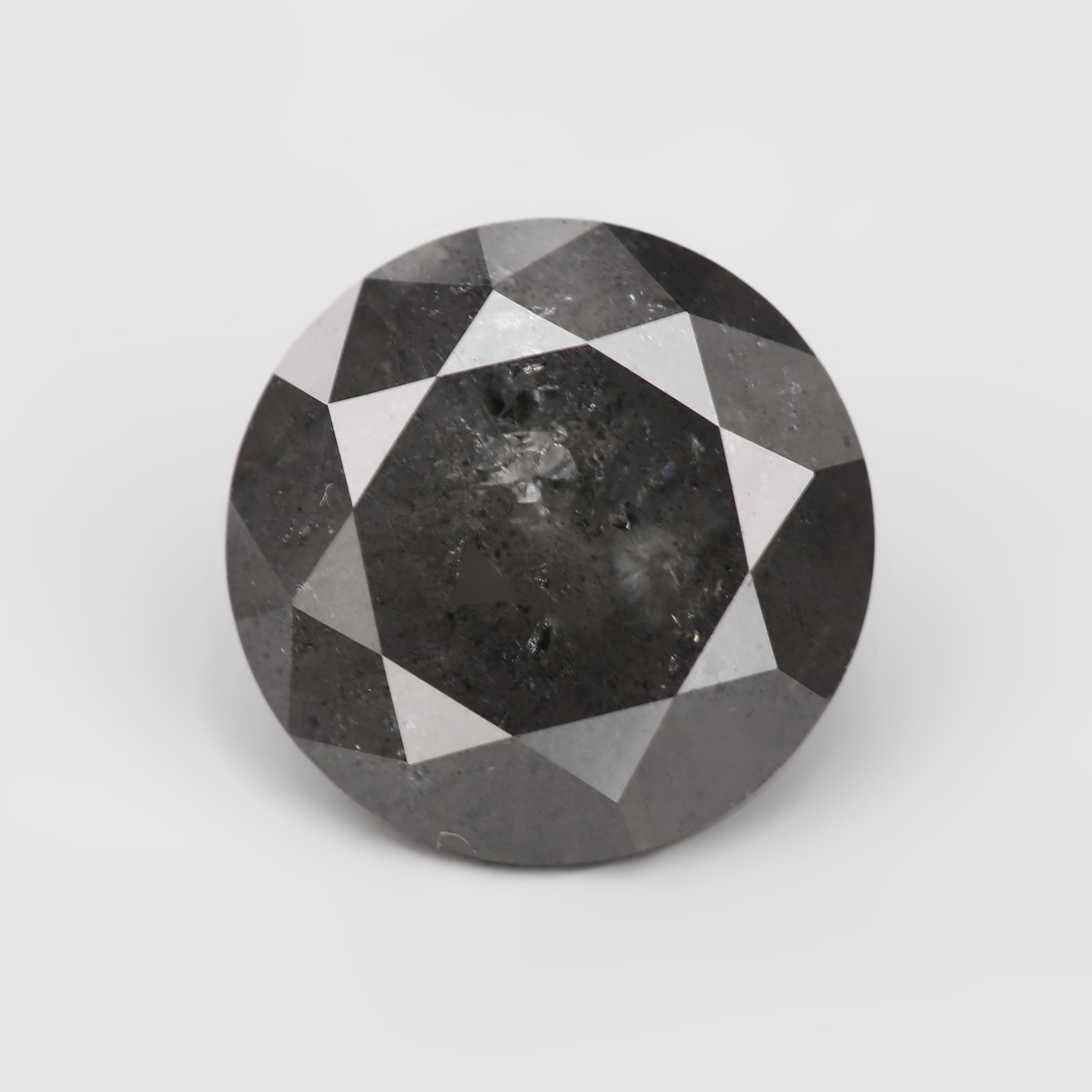 1.37 Carat Cloudy Grey Round Loose Salt and Pepper Diamond 5.95 MM - Blackdiamond