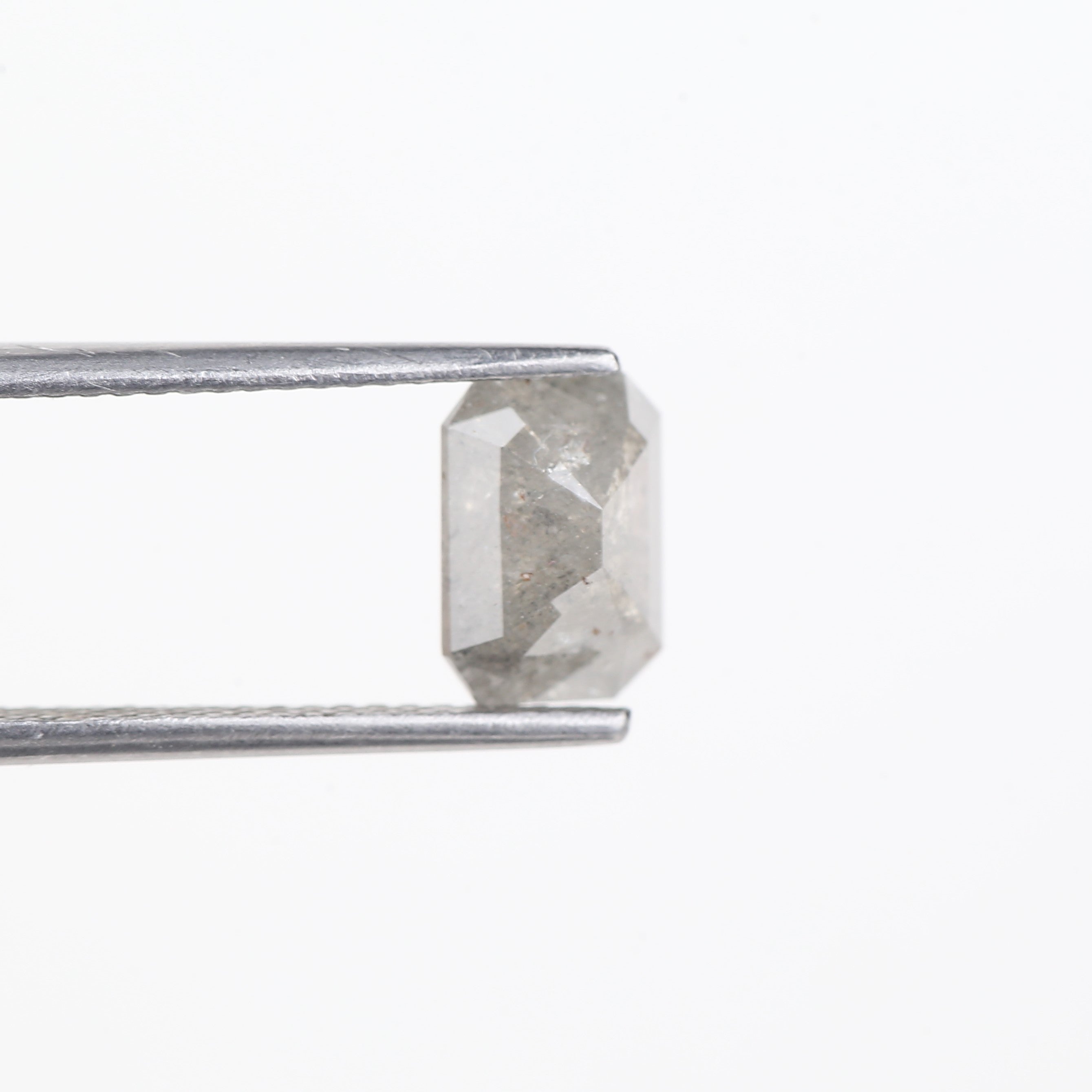 1.66 Carat Natural Gray Salt and Pepper Emerald Cut Diamond 8 MM