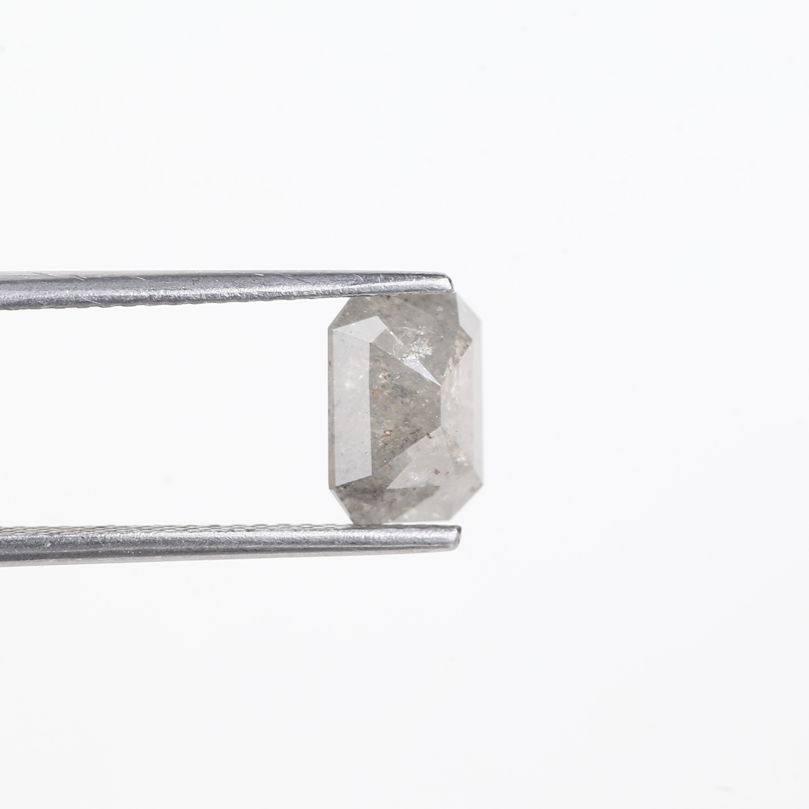 1.66 Carat Natural Gray Salt and Pepper Emerald Cut Diamond 8 MM