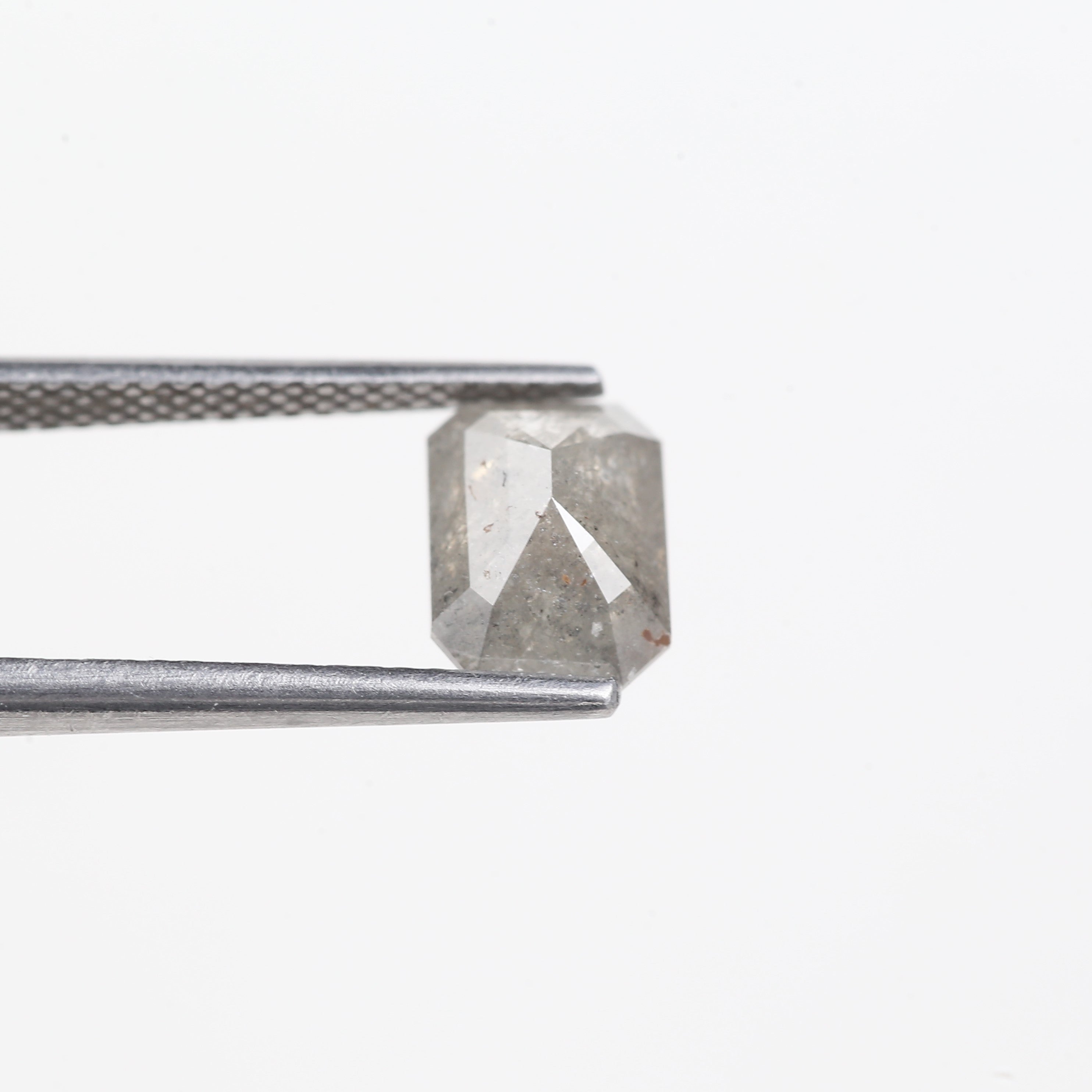 1.66 Carat Natural Gray Salt and Pepper Emerald Cut Diamond 8 MM