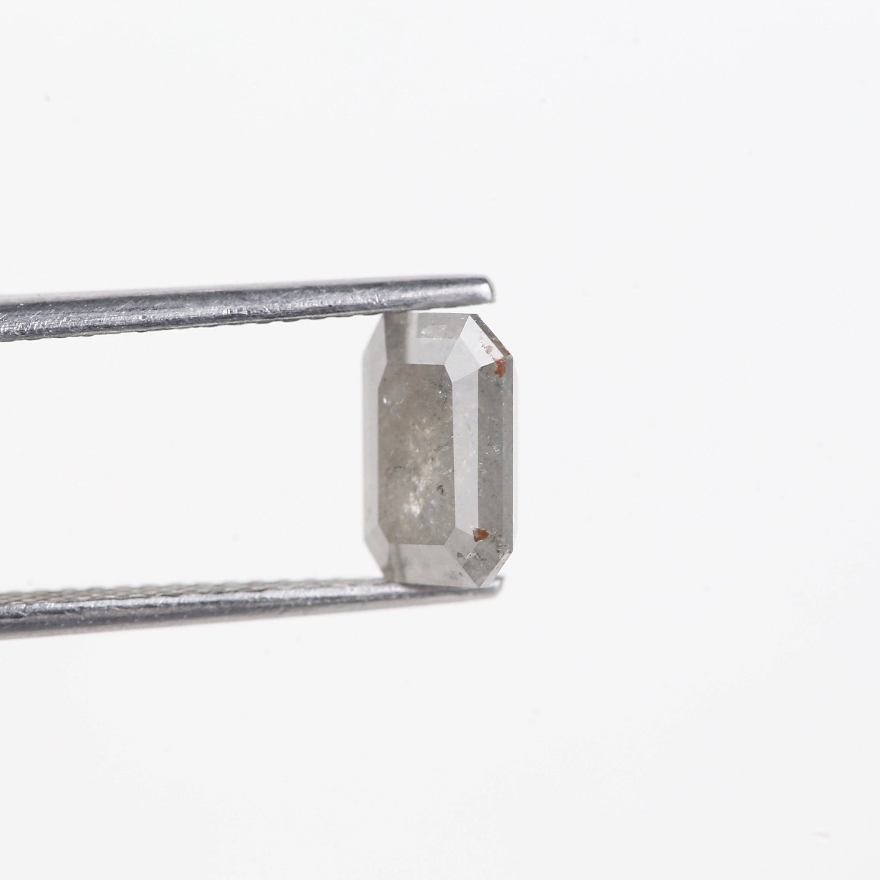 1.66 Carat Natural Gray Salt and Pepper Emerald Cut Diamond 8 MM