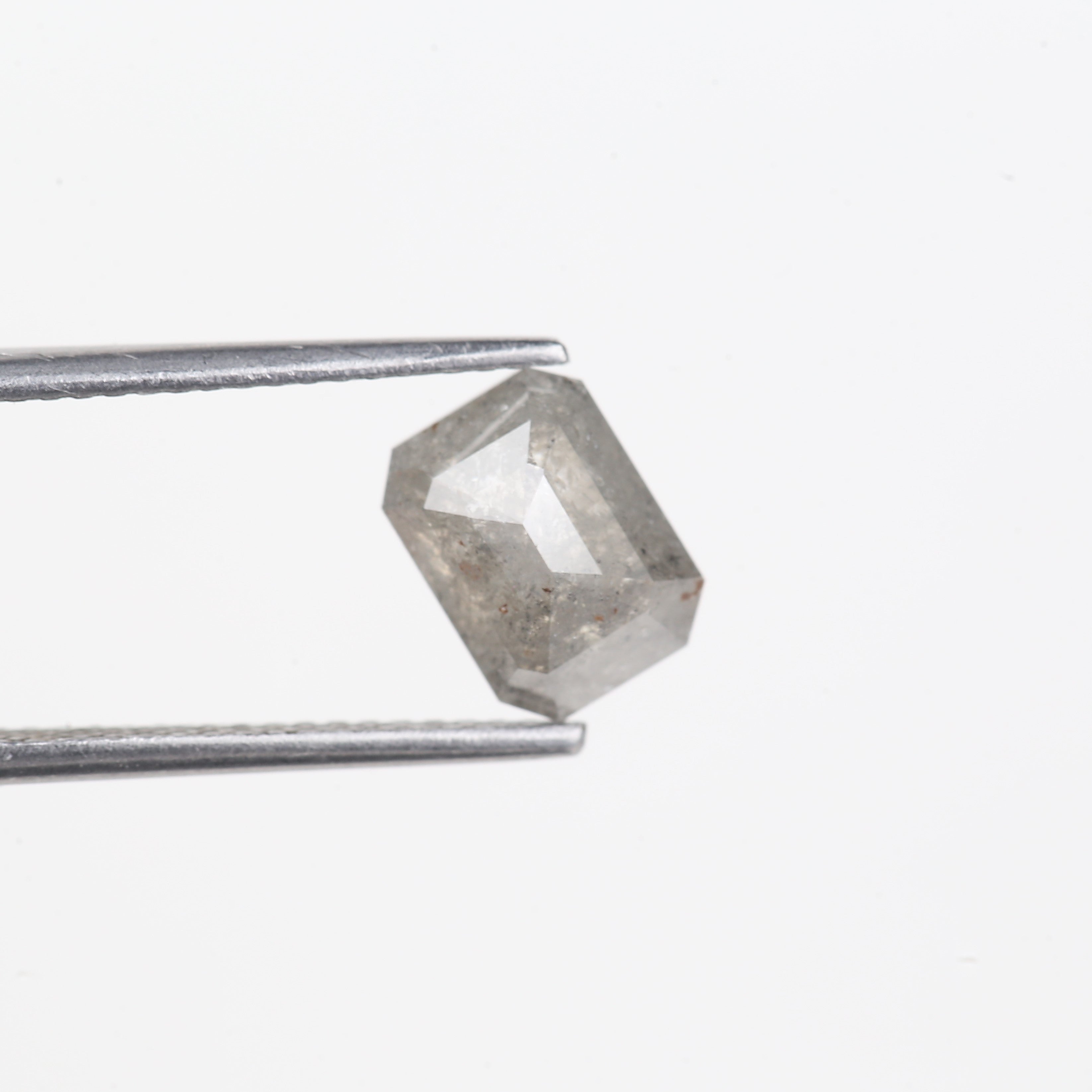 1.66 Carat Natural Gray Salt and Pepper Emerald Cut Diamond 8 MM