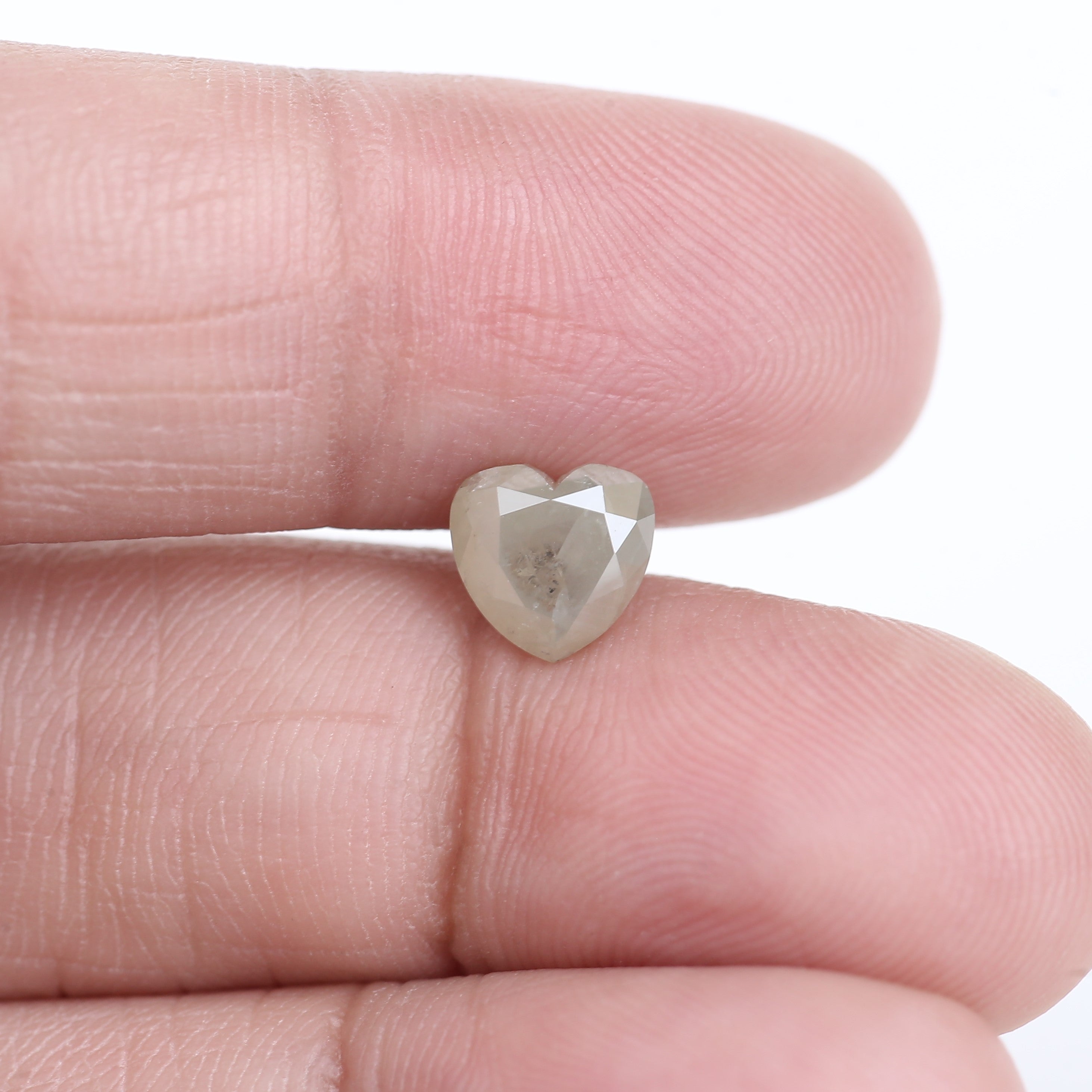 1.50 Carat Natural Light Gray Heart Shape Salt And Pepper Diamond 6.66 MM
