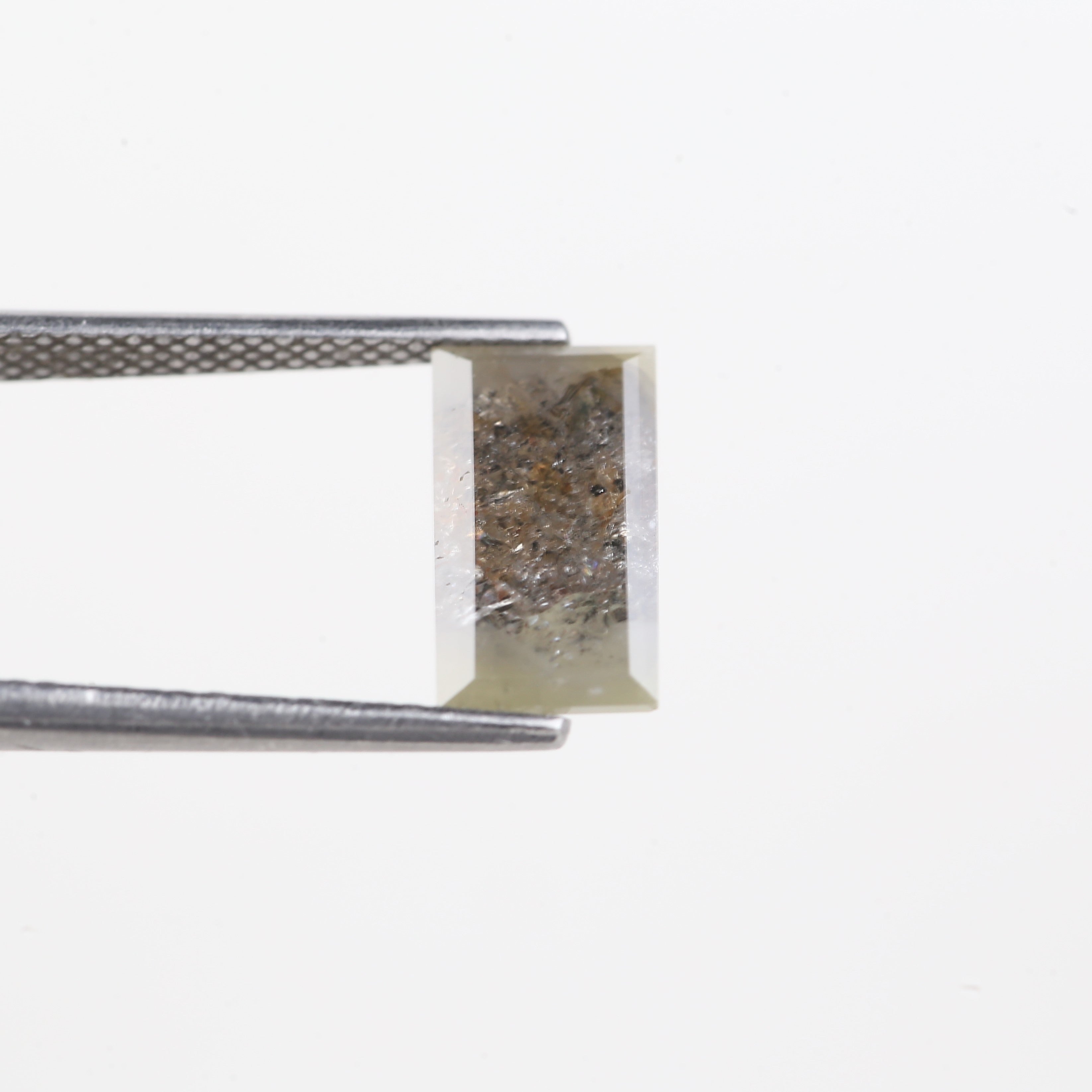 2.17 Carat Natural Salt And Pepper Baguette Cut Elongated Diamond